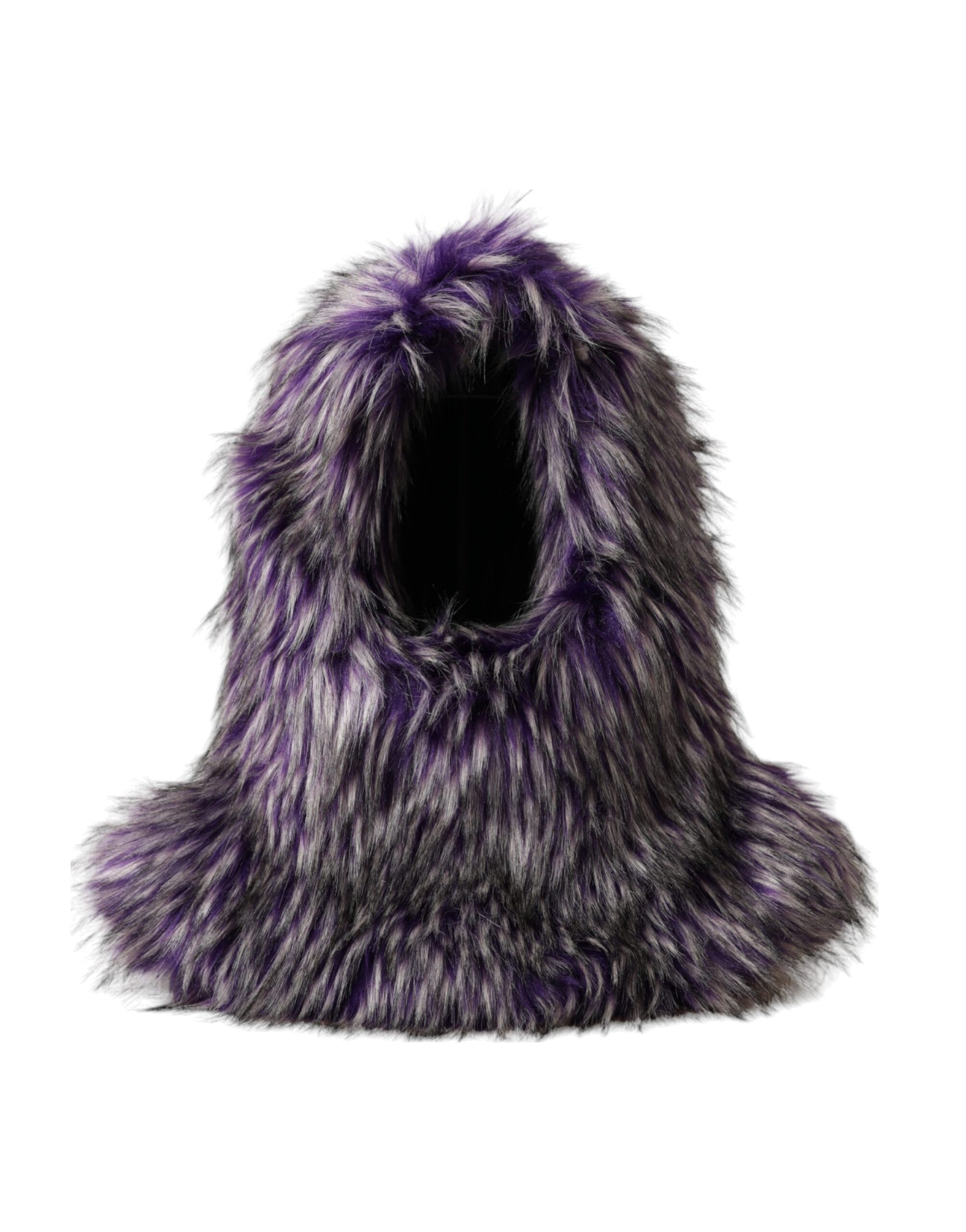 Dolce & Gabbana Purple Faux Fur Whole Head Wrap Hat | Regal Royce