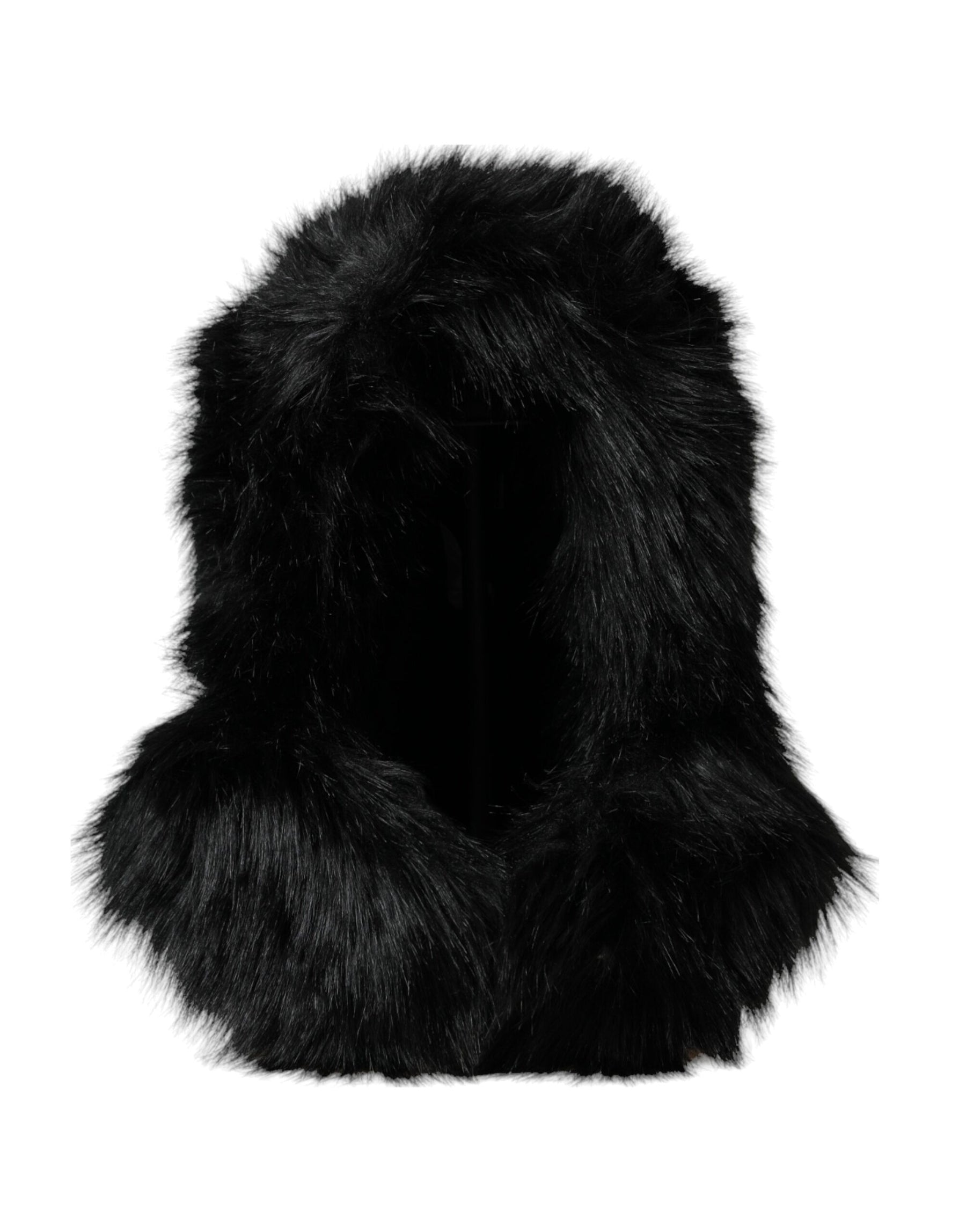 Dolce & Gabbana Black Faux Fur Whole Head Wrap Hat | Regal Royce