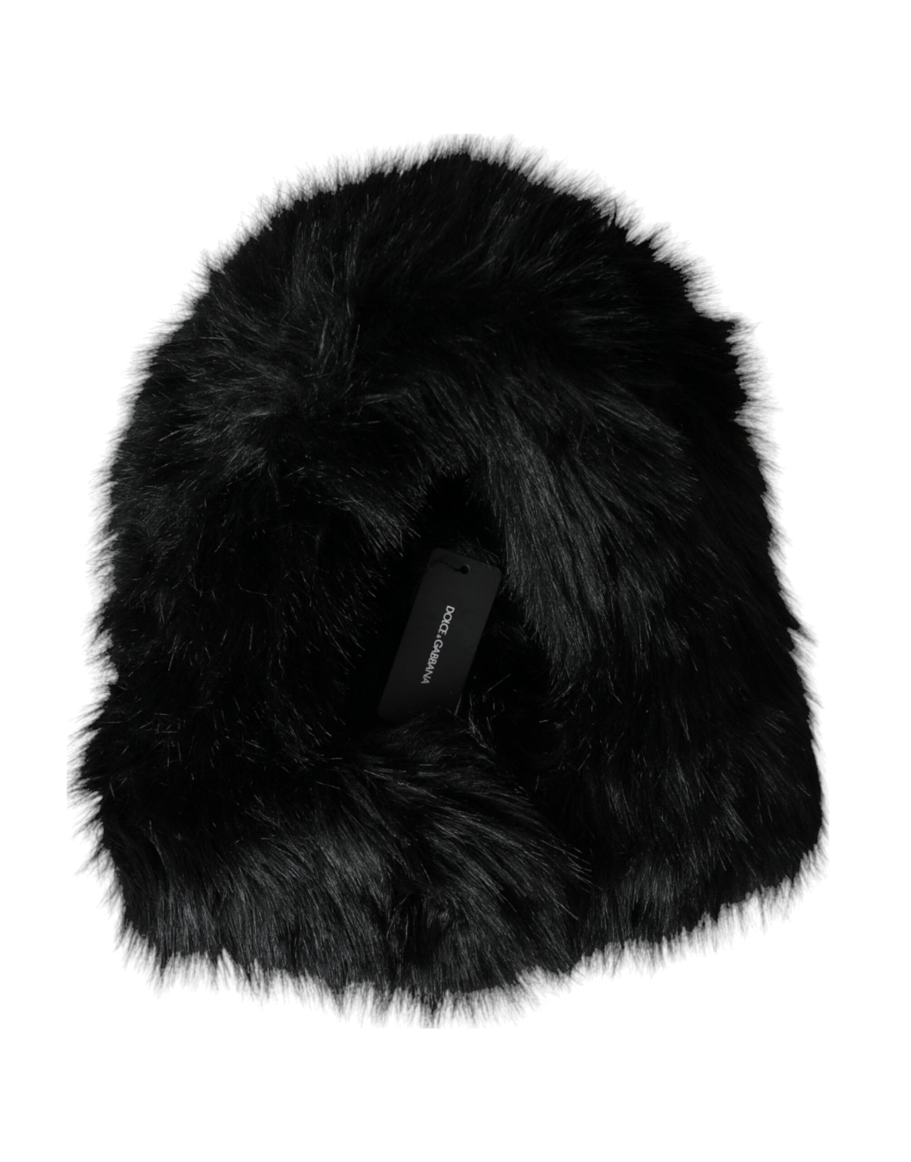 Dolce & Gabbana Black Faux Fur Whole Head Wrap Hat | Regal Royce