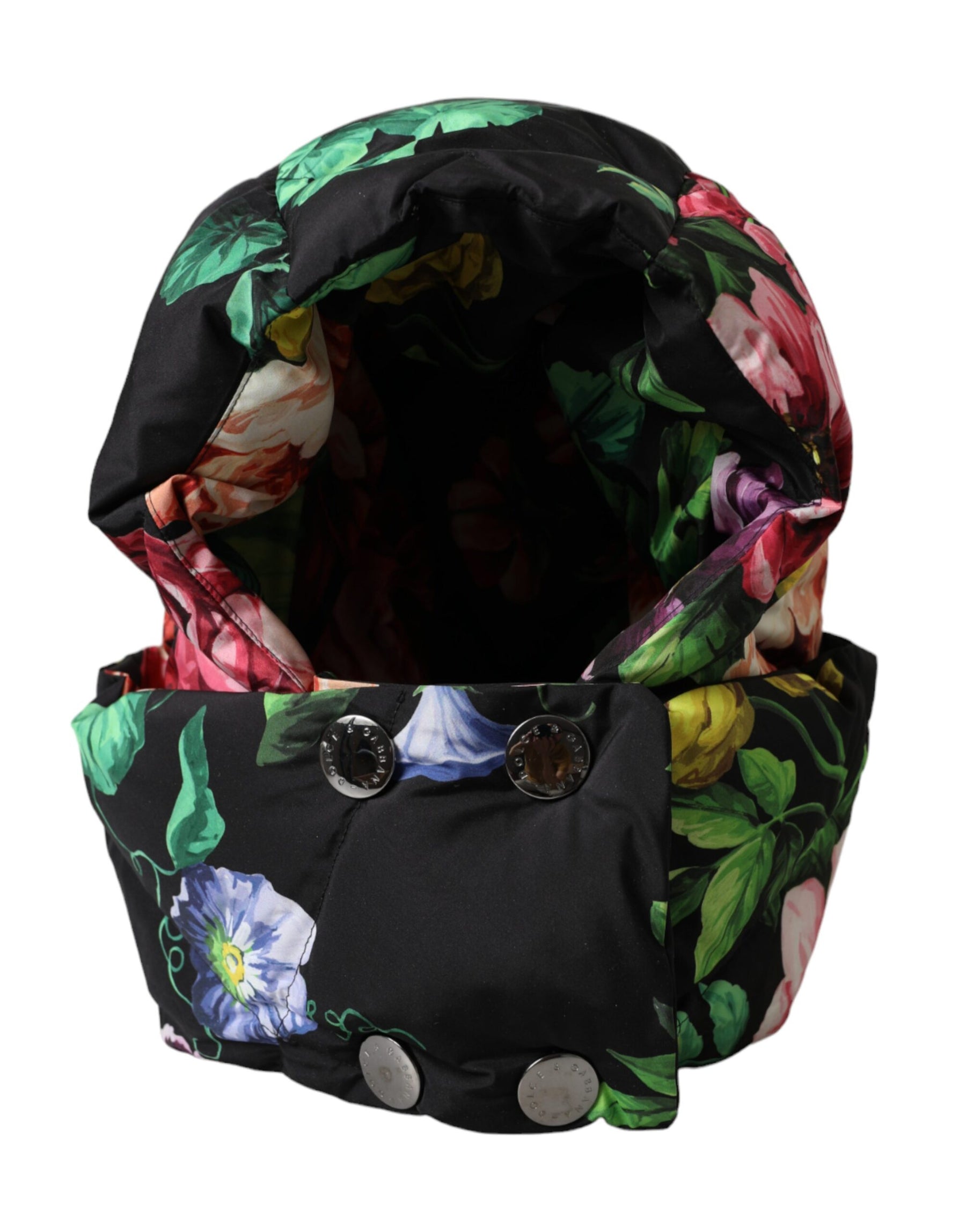 Dolce & Gabbana Black Floral Print Whole Head Wrap Hat | Regal Royce