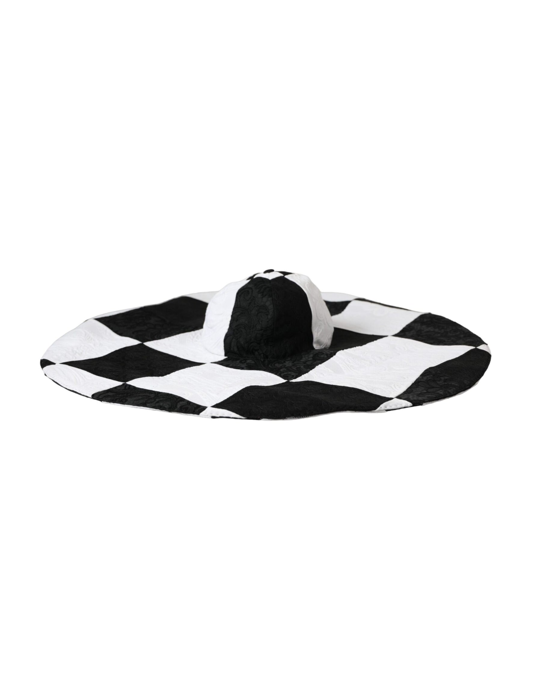 Dolce & Gabbana Black White Checkered Wide Brim Floppy Hat | Regal Royce