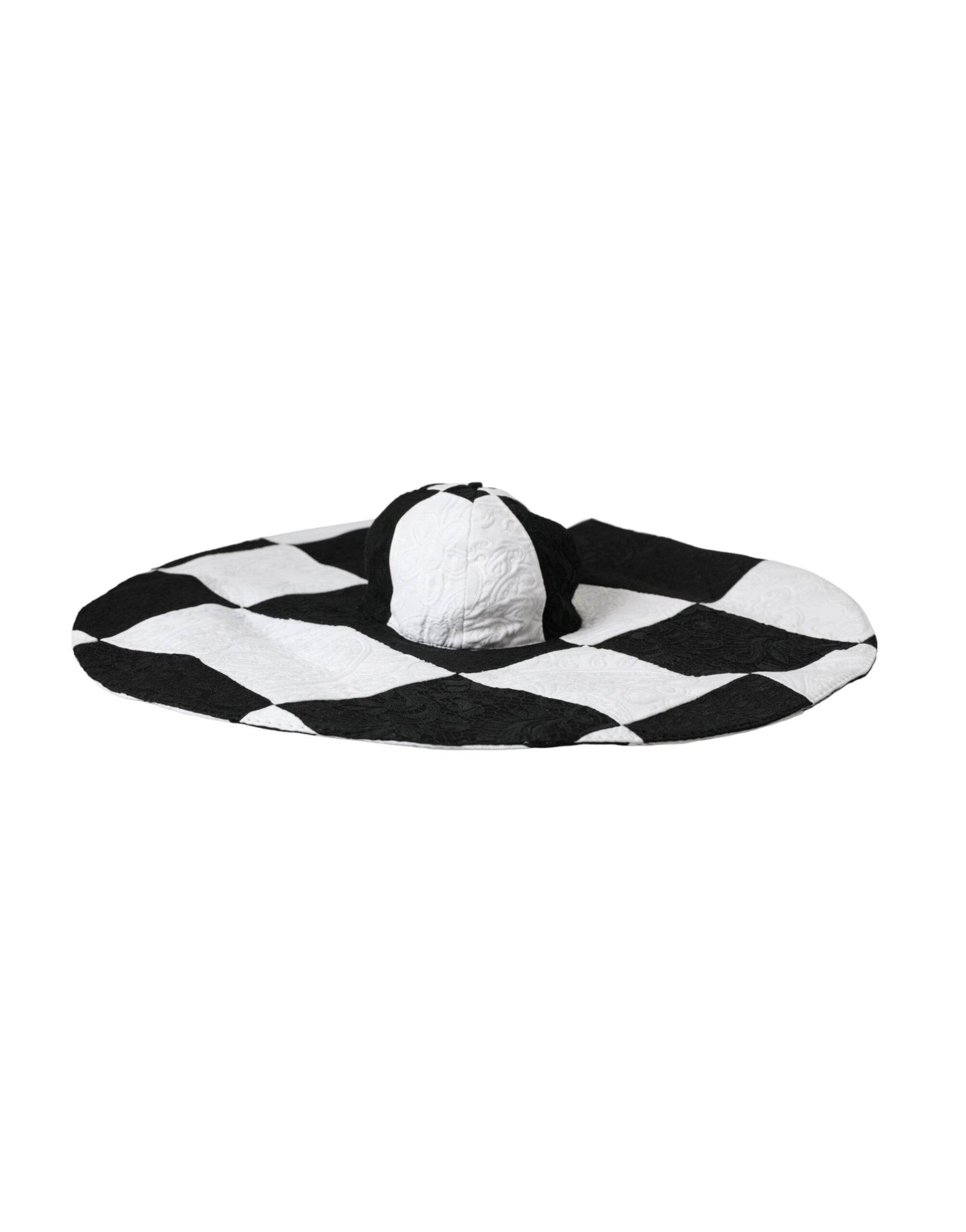 Dolce & Gabbana Black White Checkered Wide Brim Floppy Hat | Regal Royce