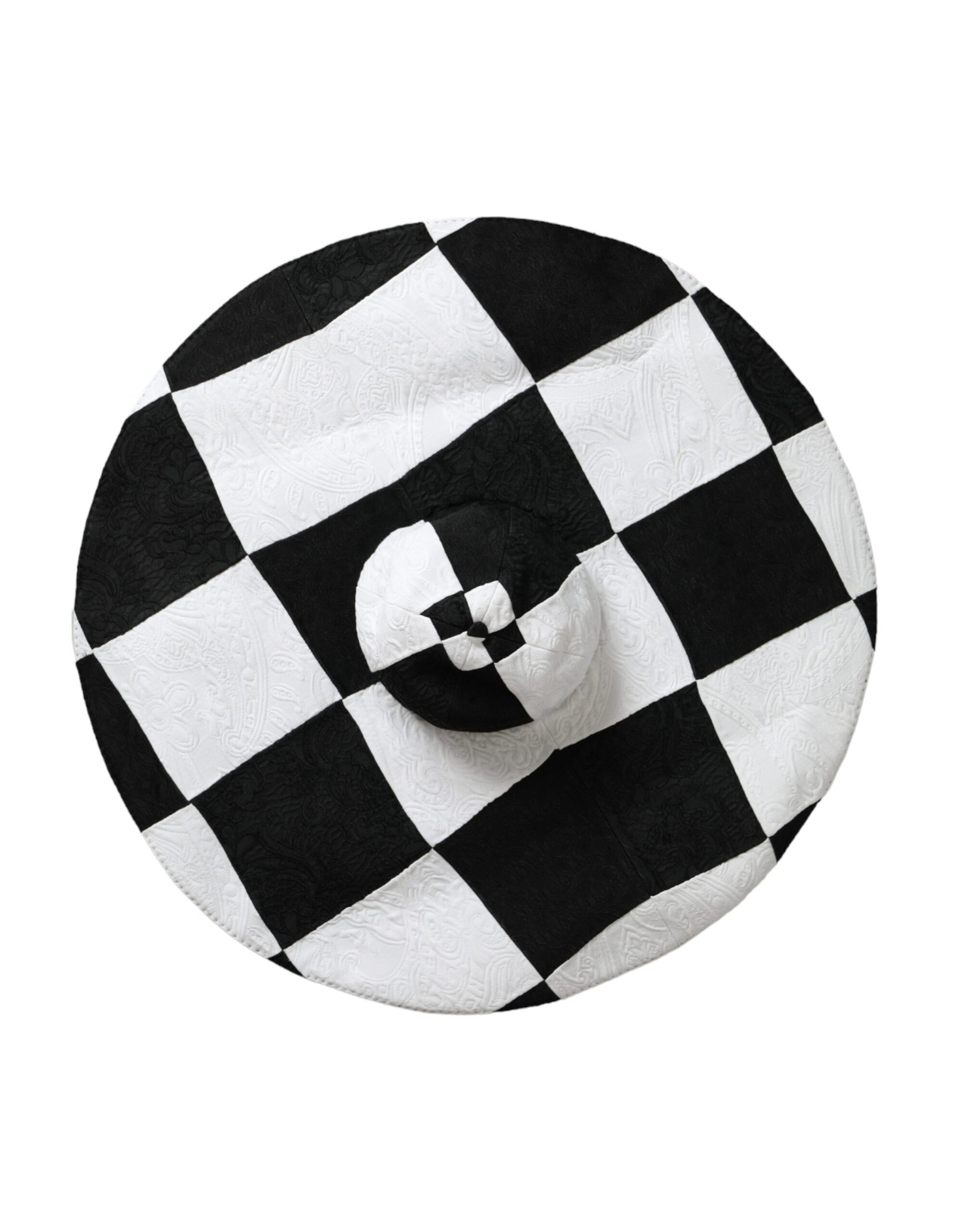 Dolce & Gabbana Black White Checkered Wide Brim Floppy Hat | Regal Royce