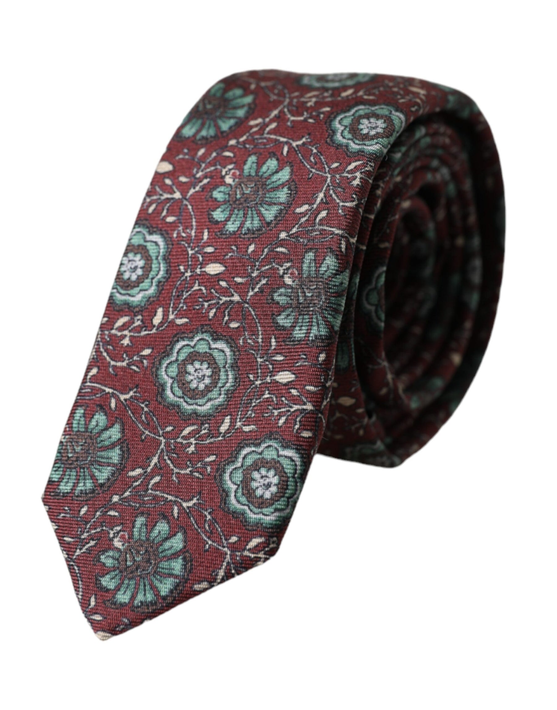 Dolce & Gabbana Maroon Floral 100% Silk Adjustable Men Tie | Regal Royce