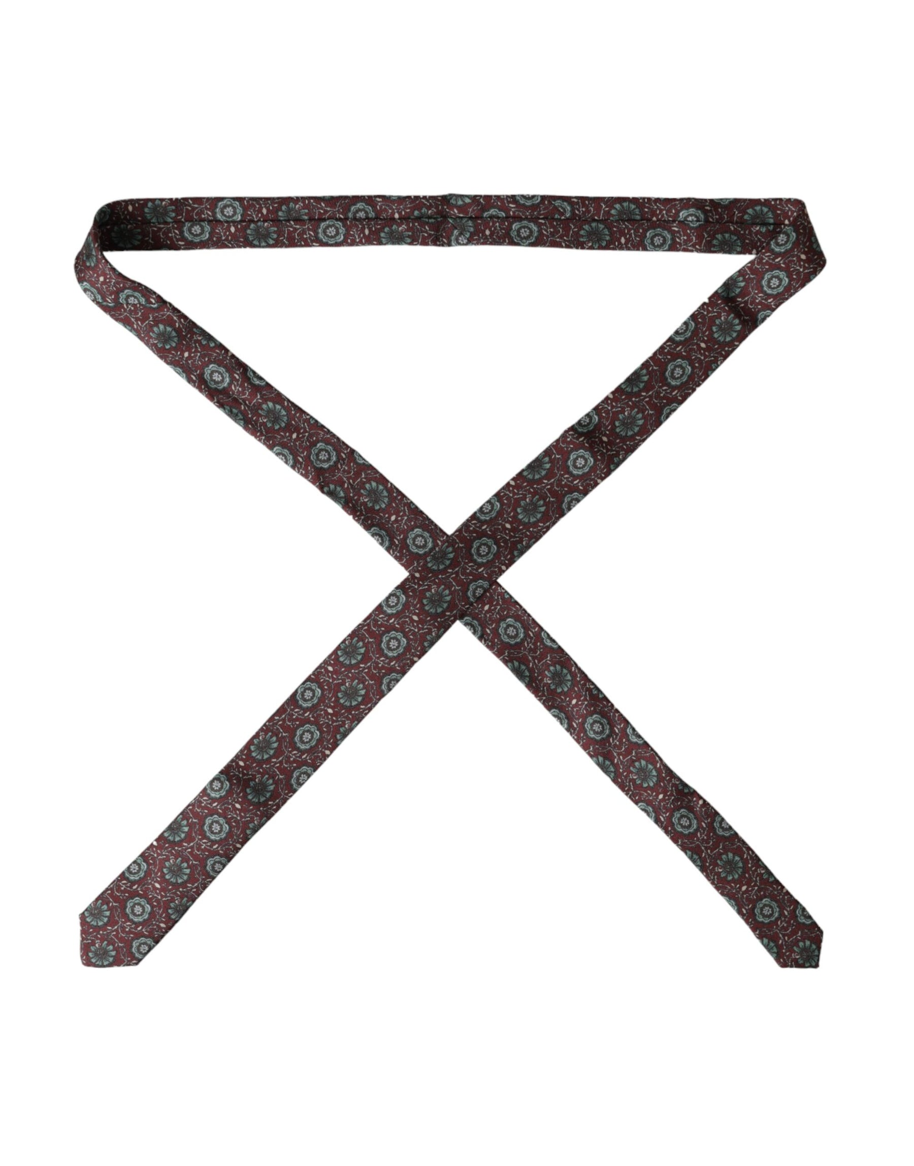 Dolce & Gabbana Maroon Floral 100% Silk Adjustable Men Tie | Regal Royce