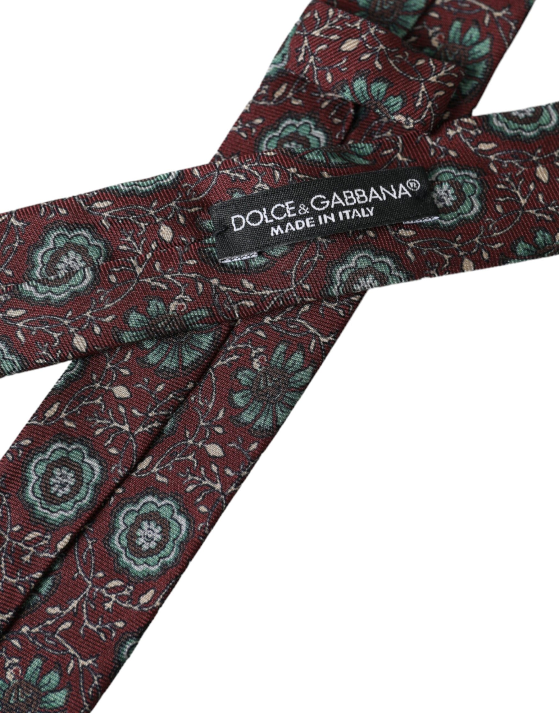 Dolce & Gabbana Maroon Floral 100% Silk Adjustable Men Tie | Regal Royce