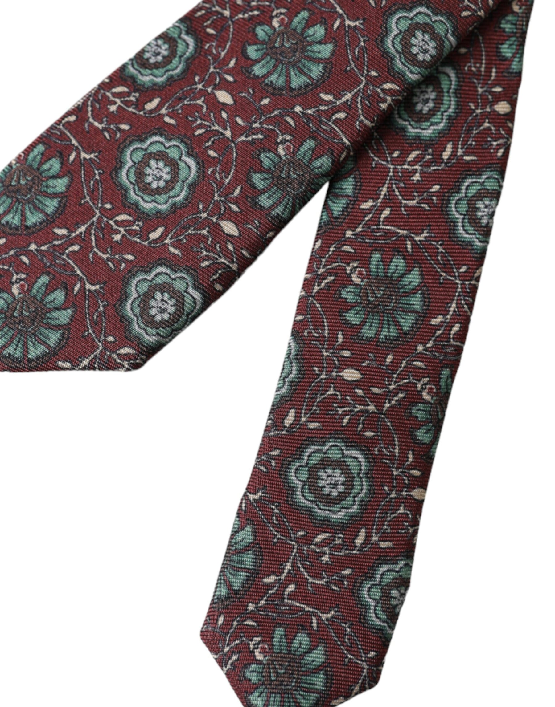 Dolce & Gabbana Maroon Floral 100% Silk Adjustable Men Tie | Regal Royce