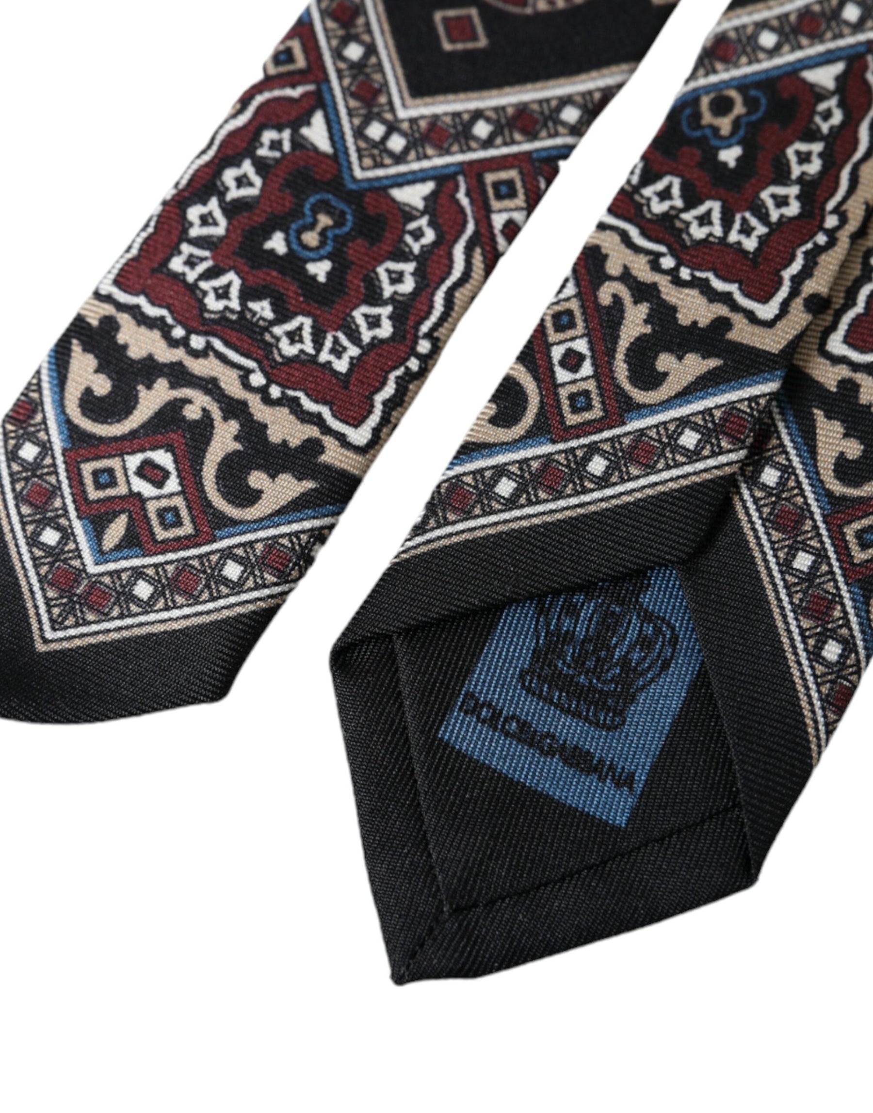 Dolce & Gabbana Black Printed 100% Silk Adjustable Men Tie | Regal Royce