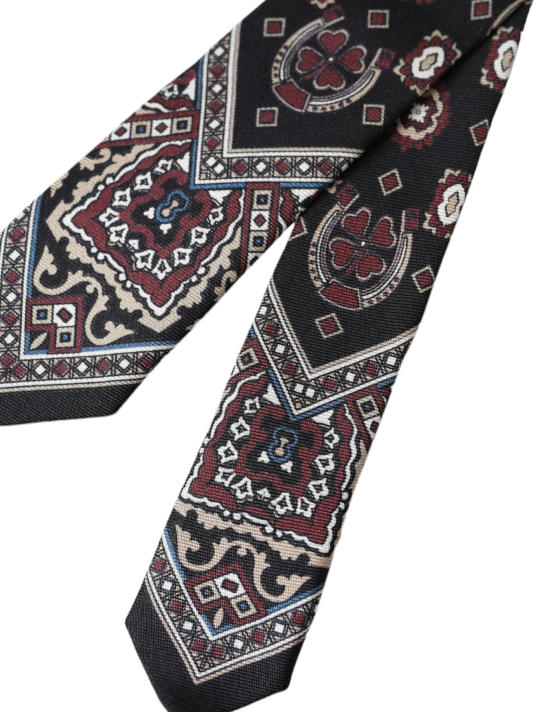 Dolce & Gabbana Black Printed 100% Silk Adjustable Men Tie | Regal Royce