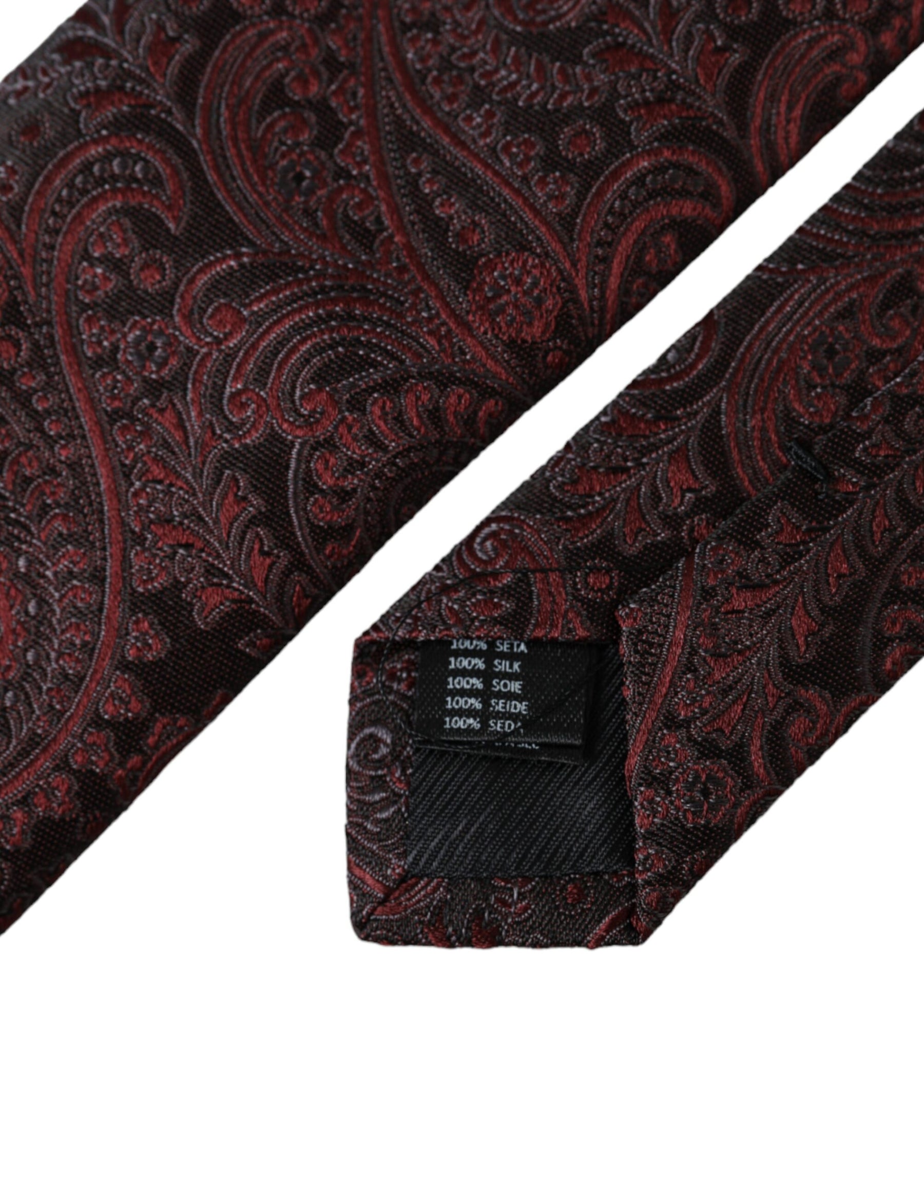 Dolce & Gabbana Bordeaux Patterned Silk Adjustable Men Tie | Regal Royce