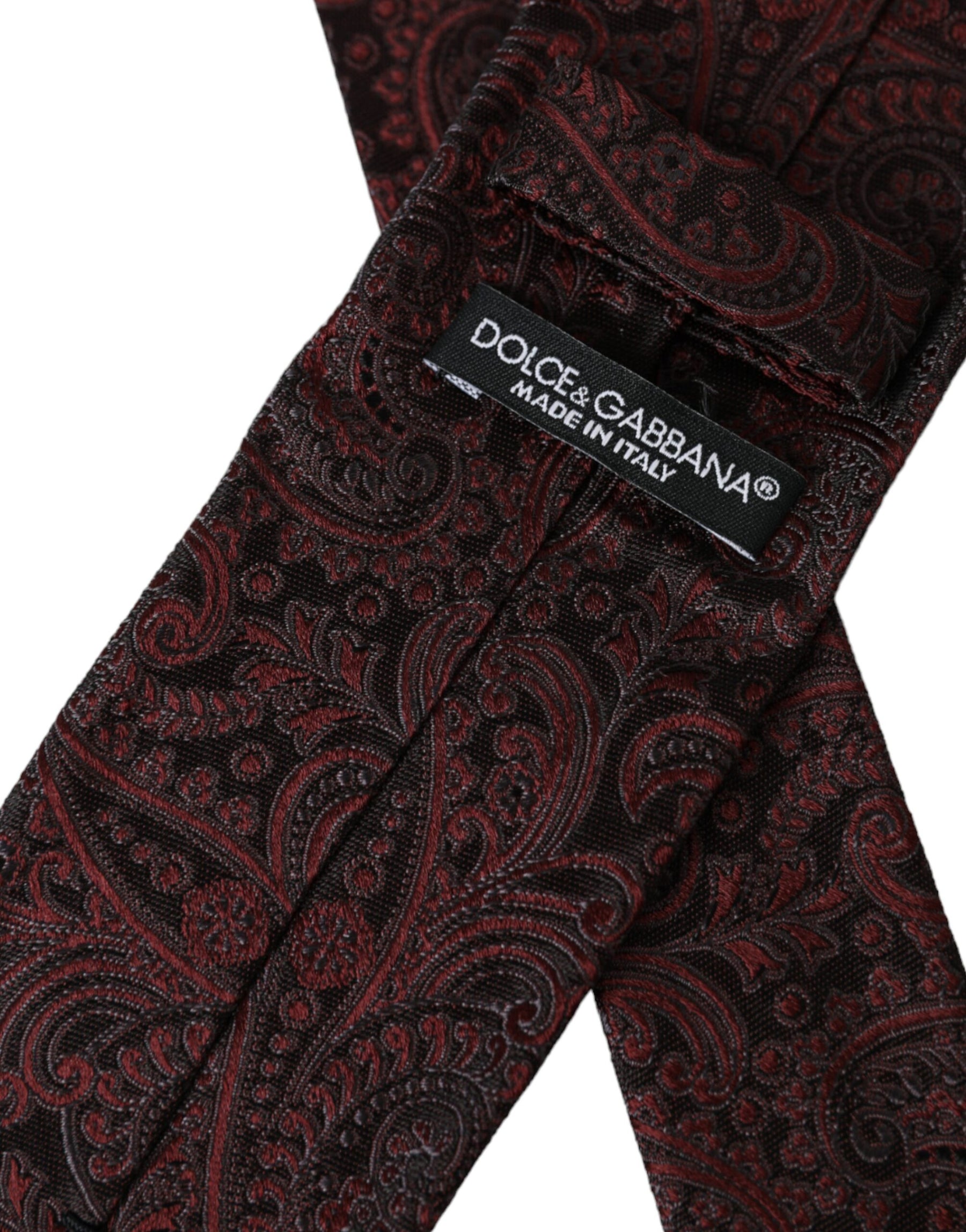Dolce & Gabbana Bordeaux Patterned Silk Adjustable Men Tie | Regal Royce