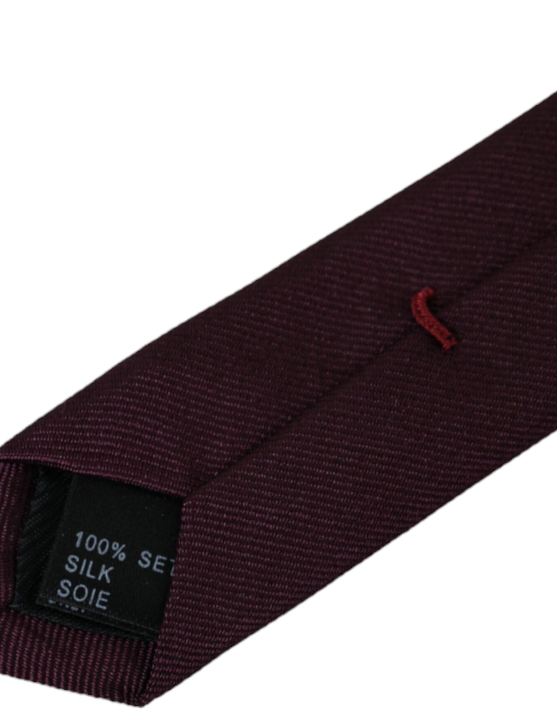 Dolce & Gabbana Bordeaux Solid 100% Silk Adjustable Men Tie | Regal Royce