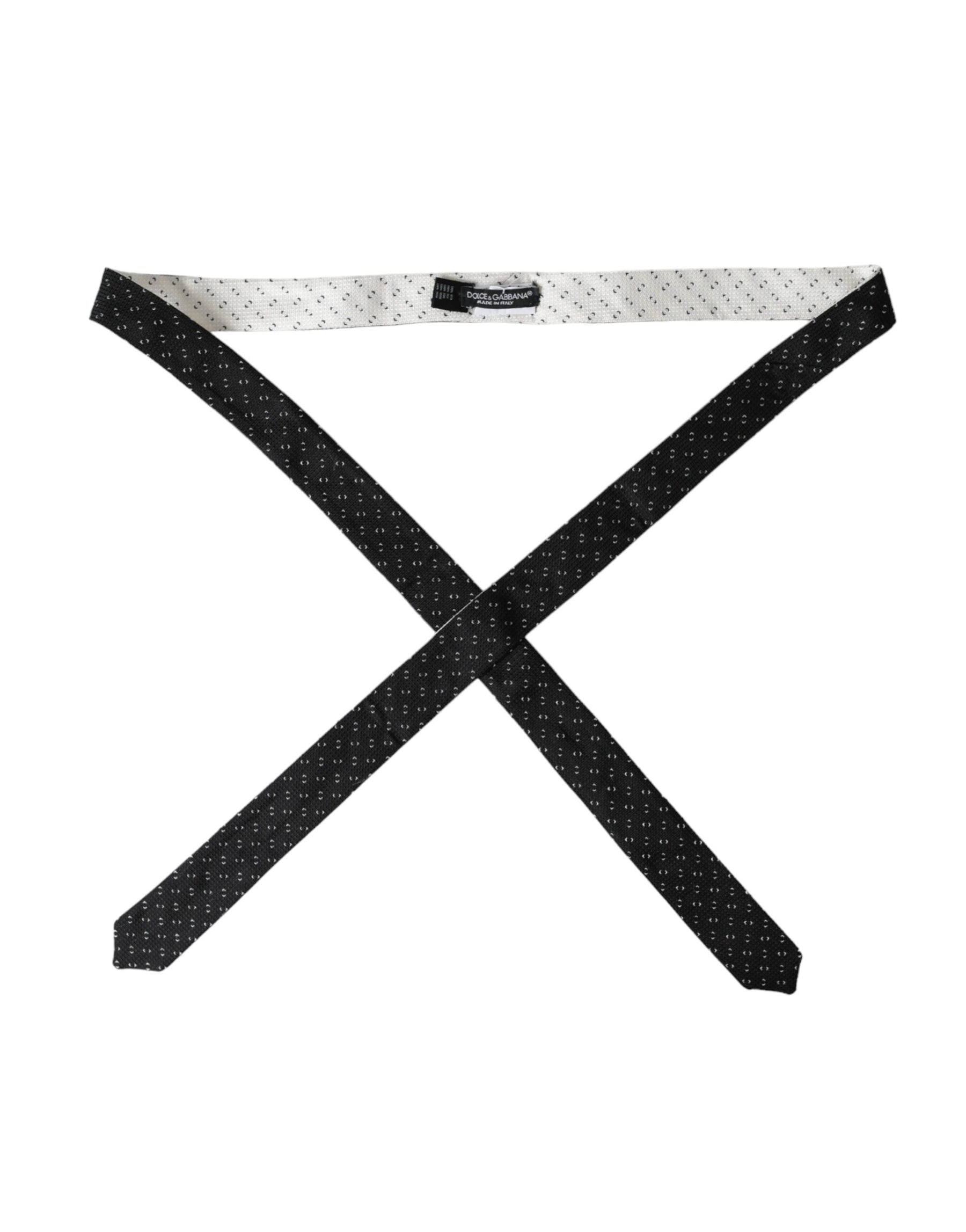 Dolce & Gabbana Black White Patterned Adjustable Tie | Regal Royce