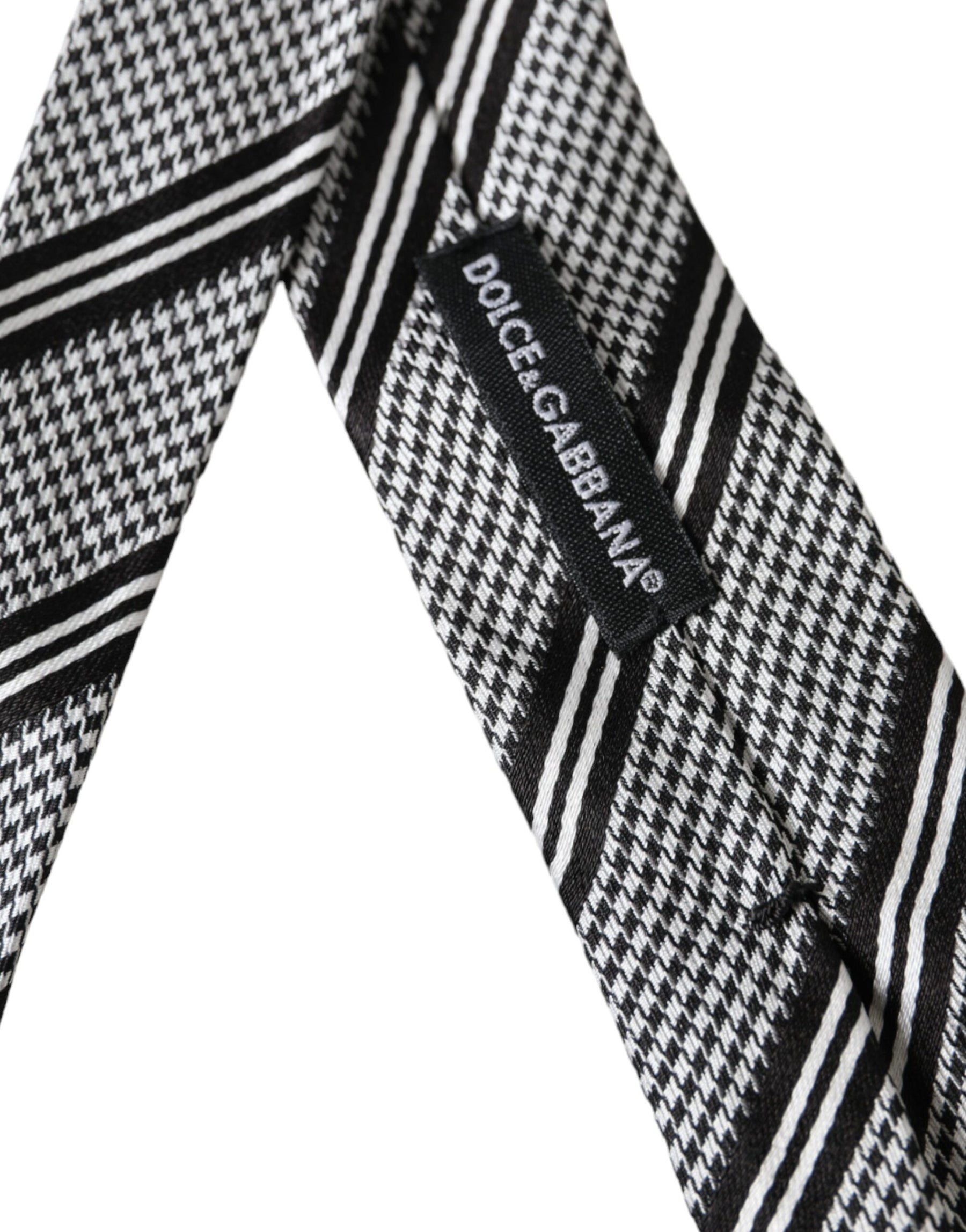 Dolce & Gabbana Black White Stripes Silk Adjustable Tie | Regal Royce