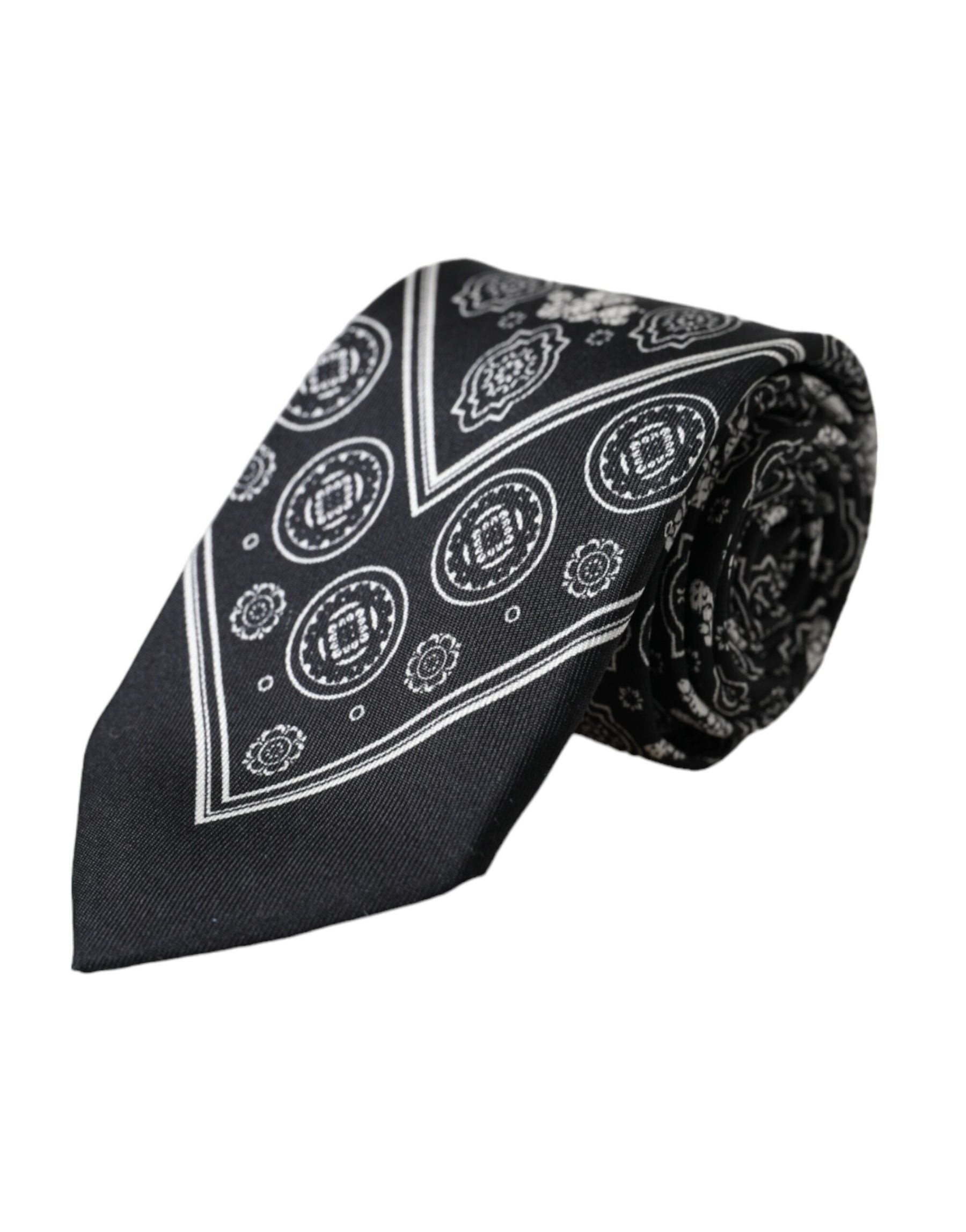 Dolce & Gabbana Black Patterned 100%Silk Adjustable Tie | Regal Royce