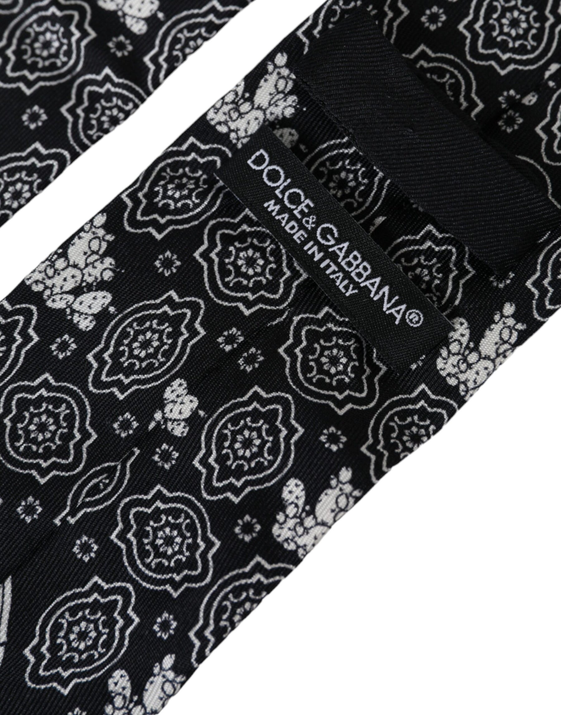 Dolce & Gabbana Black Patterned 100%Silk Adjustable Tie | Regal Royce