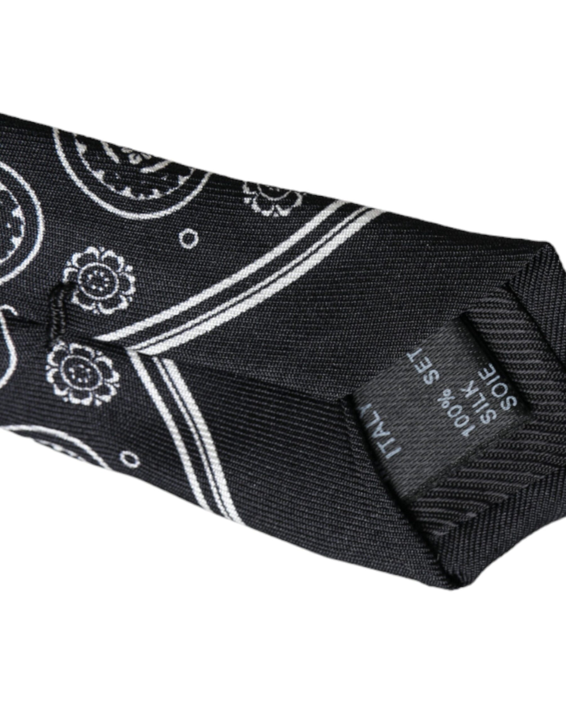 Dolce & Gabbana Black Patterned 100%Silk Adjustable Tie | Regal Royce