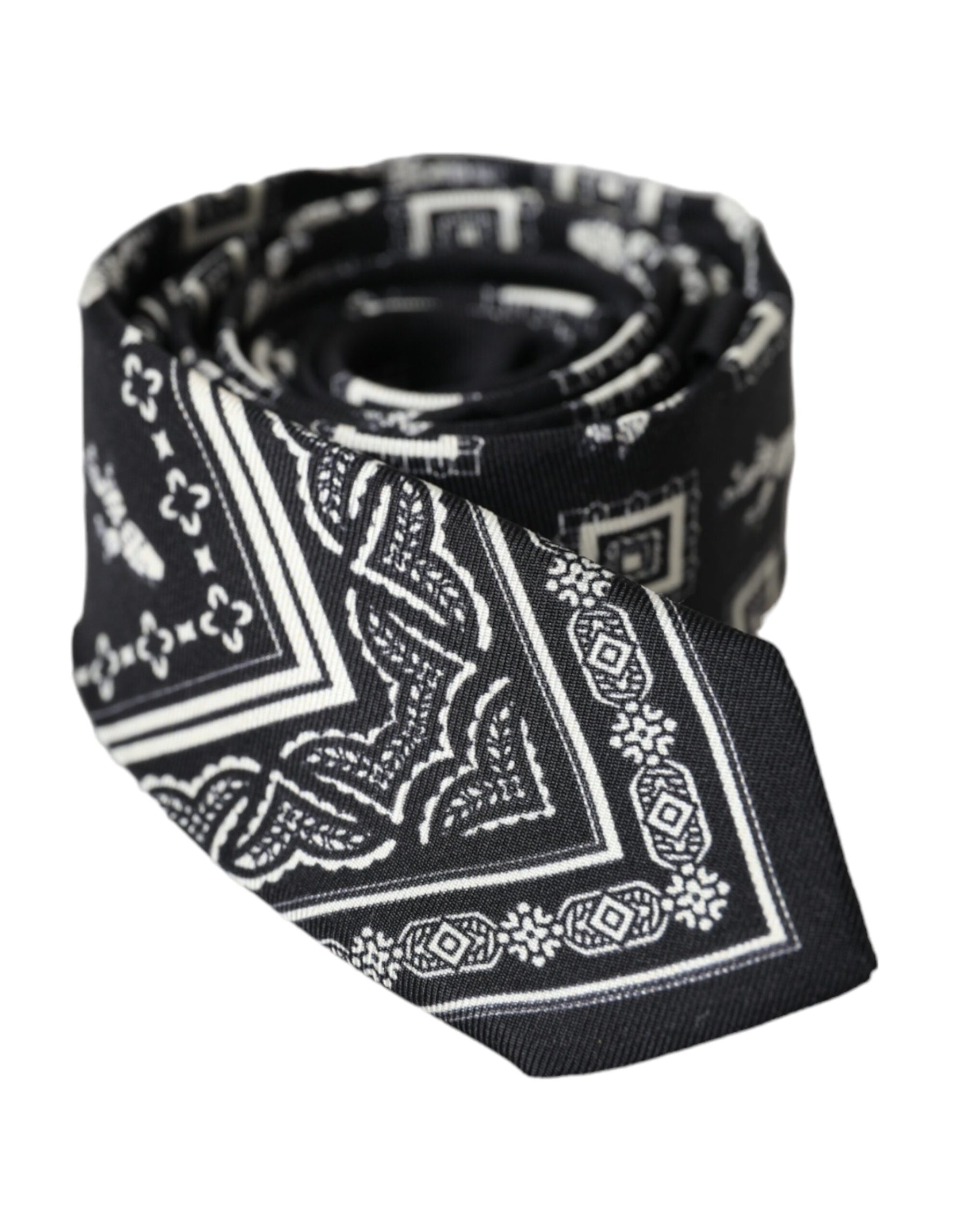 Dolce & Gabbana Black Patterned 100%Silk Adjustable Tie | Regal Royce