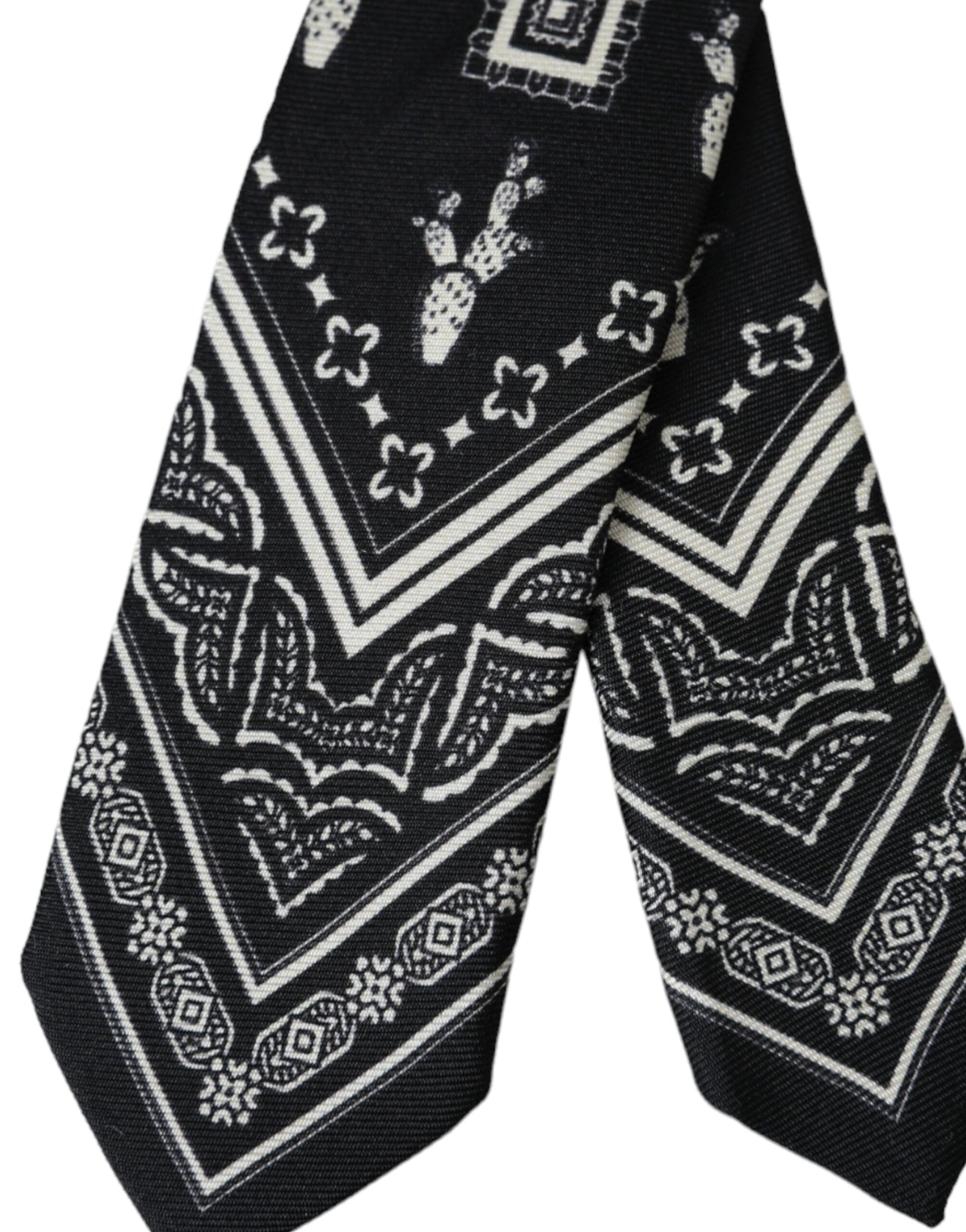 Dolce & Gabbana Black Patterned 100%Silk Adjustable Tie | Regal Royce