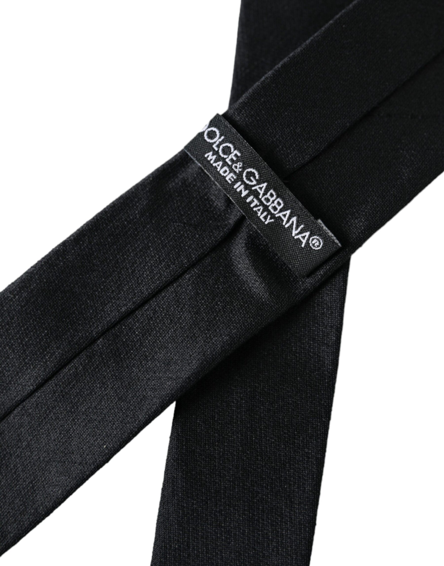 Dolce & Gabbana Black Solid 100% Silk Adjustable Tie | Regal Royce