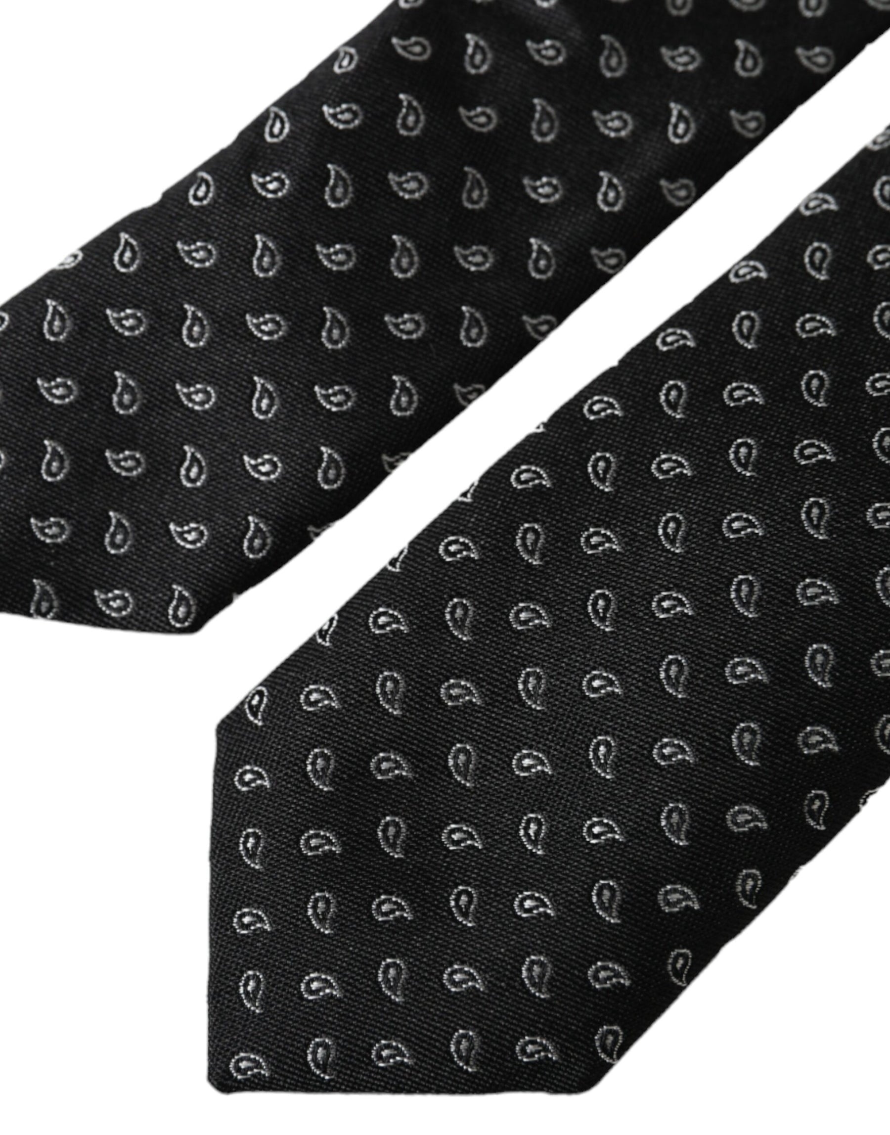 Dolce & Gabbana Black Jacquard Patterned Silk Adjustable Men Tie | Regal Royce
