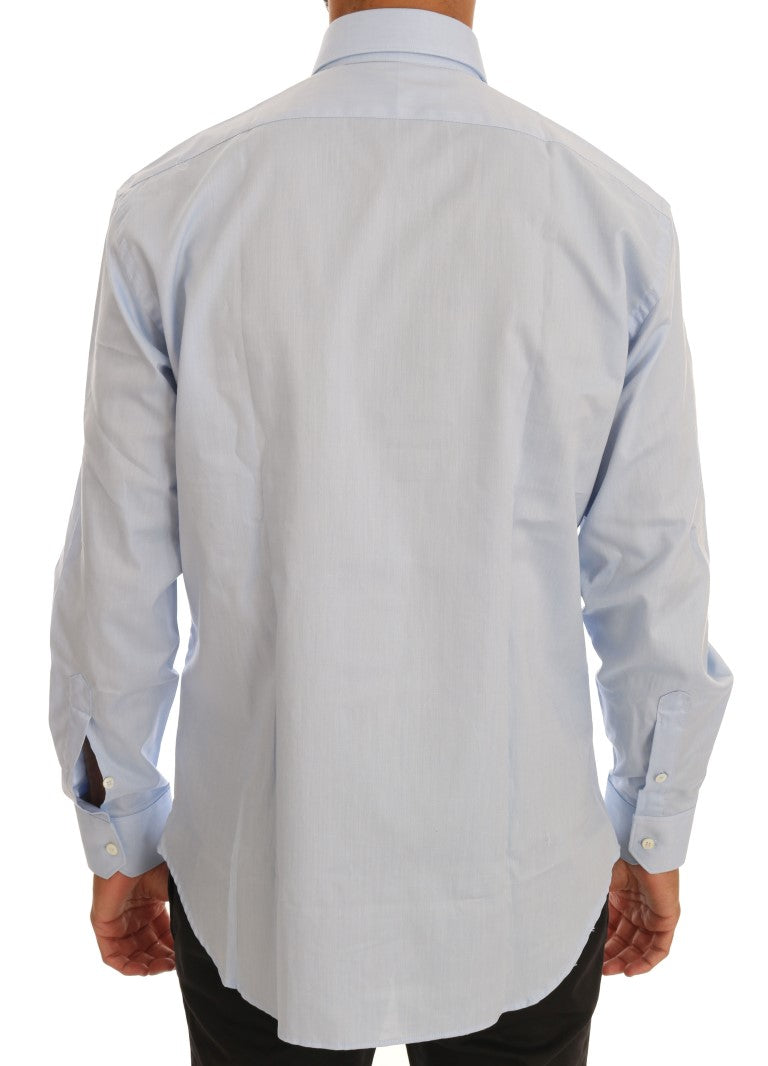 Cavalli Light Blue Cotton Slim Fit Dress Shirt | Regal Royce