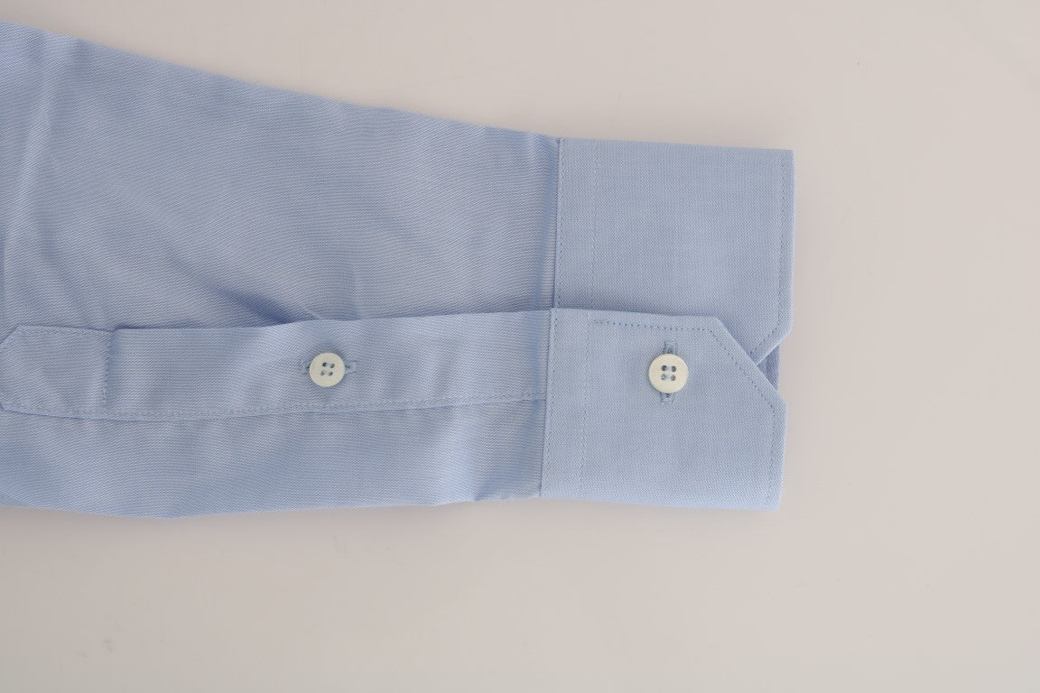 Cavalli Light Blue Cotton Slim Fit Dress Shirt | Regal Royce