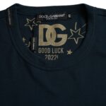 Dolce & Gabbana Dark Blue Cotton Round Neck Short Sleeves T-shirt | Regal Royce