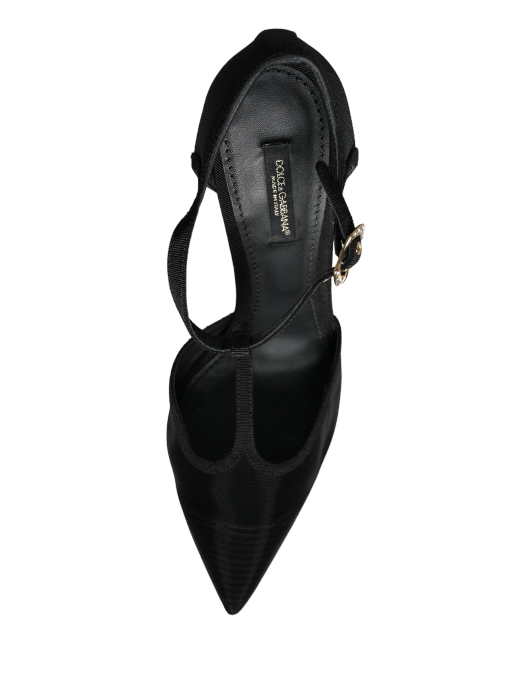 Dolce & Gabbana Black Mesh T-strap Stiletto High Heels Shoes | Regal Royce