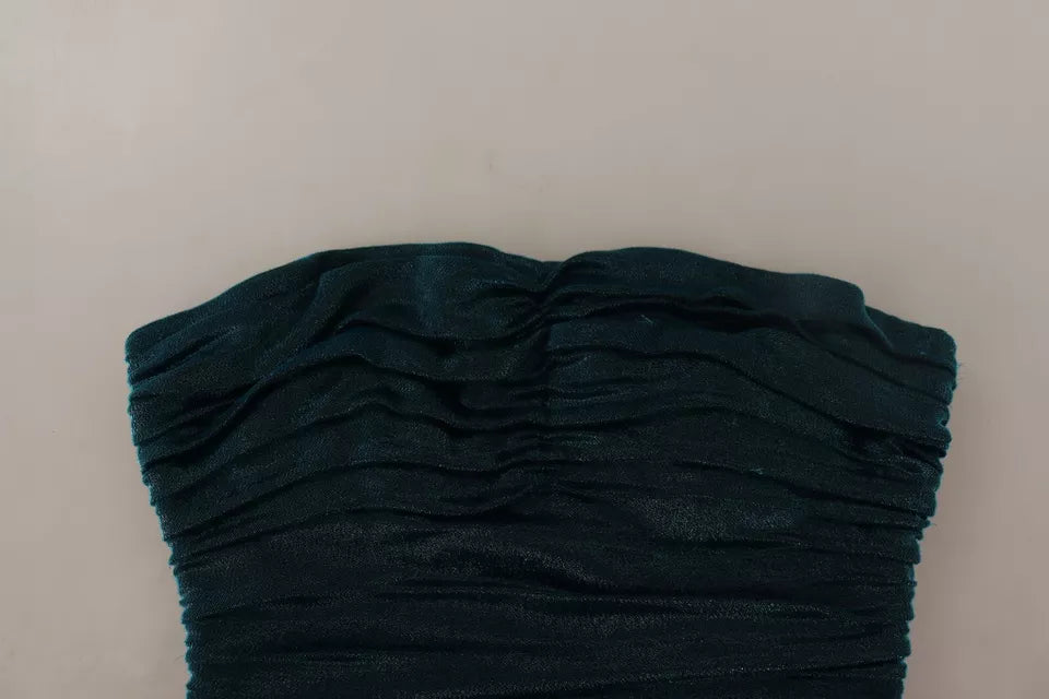 Dolce & Gabbana Turquoise Bustier Bodice Draped Midi Dress | Regal Royce