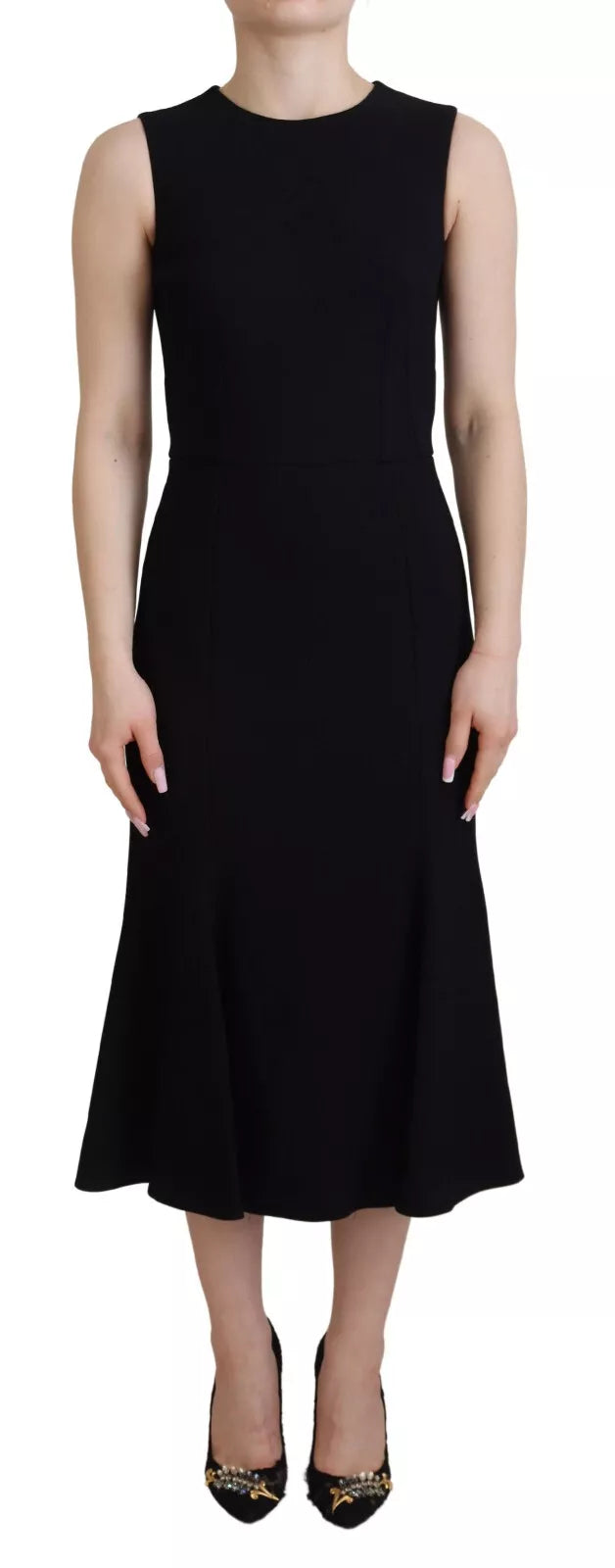 Dolce & Gabbana Black Dress Sheath Flare Viscose Dress | Regal Royce