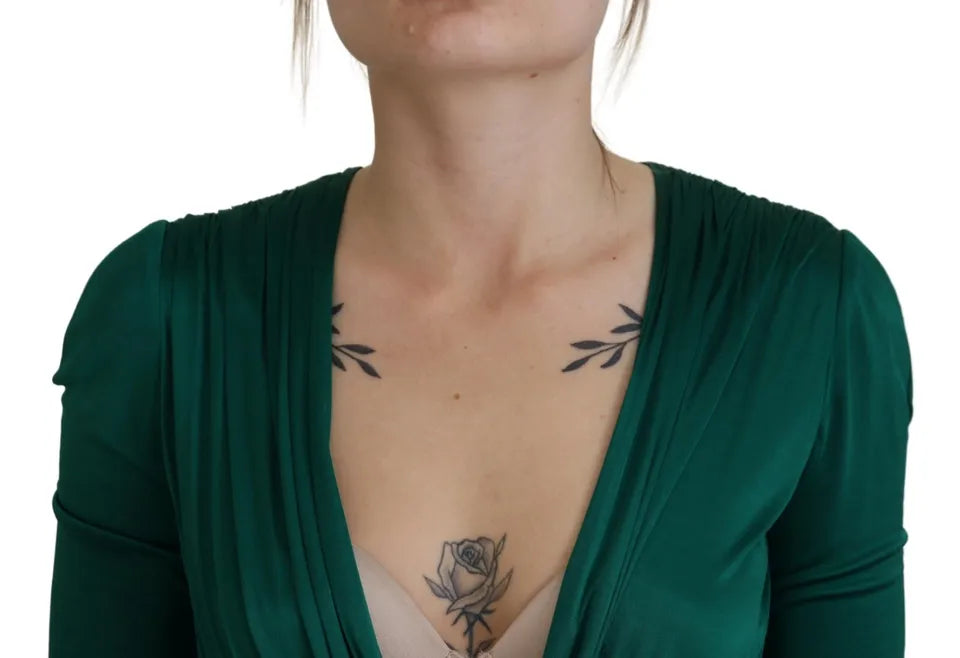 Dolce & Gabbana Dark Green Viscose Long Sleeve Midi Dress | Regal Royce