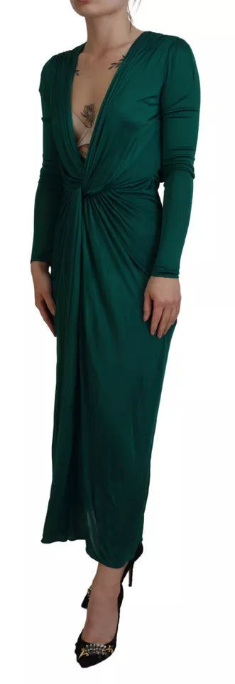 Dolce & Gabbana Dark Green Viscose Long Sleeve Midi Dress | Regal Royce