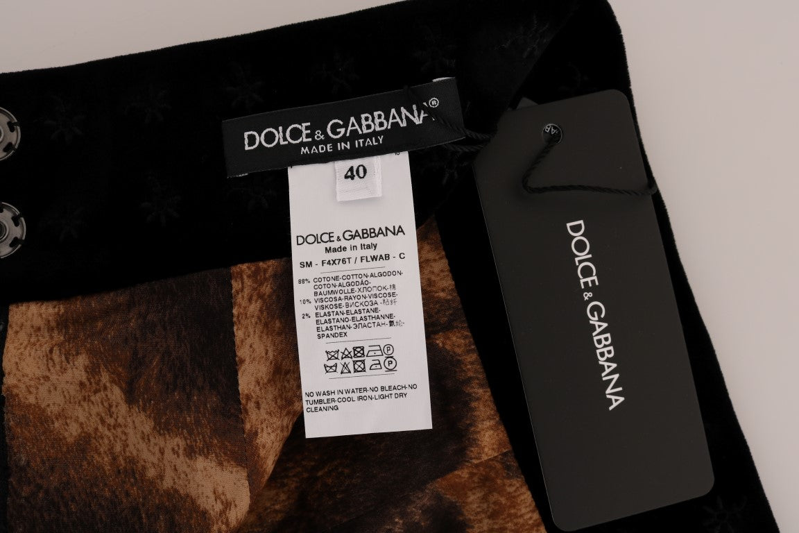 Dolce & Gabbana Dark Green Baroque Velvet Pencil Skirt | Regal Royce