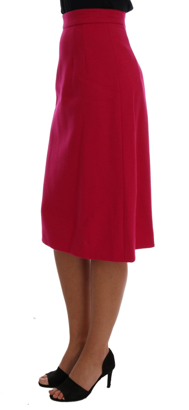 Dolce & Gabbana Pink Wool Knee Long A-Line Skirt | Regal Royce