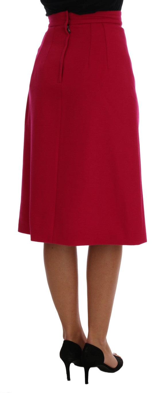 Dolce & Gabbana Pink Wool Knee Long A-Line Skirt | Regal Royce