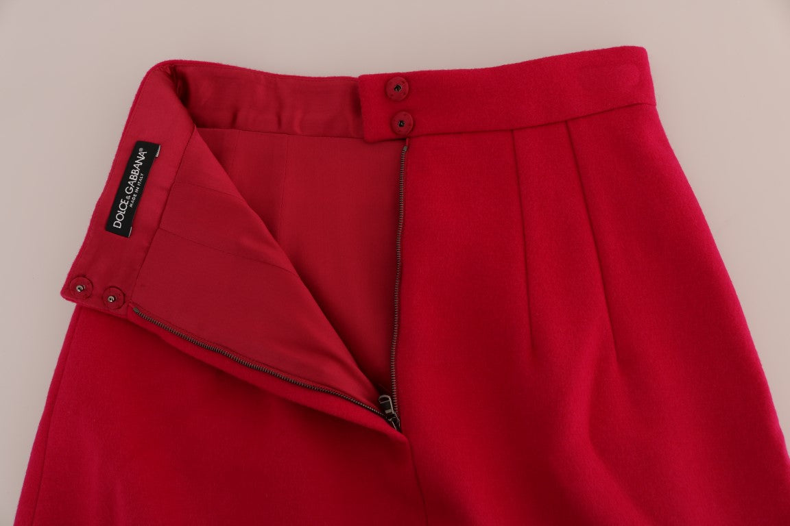 Dolce & Gabbana Pink Wool Knee Long A-Line Skirt | Regal Royce