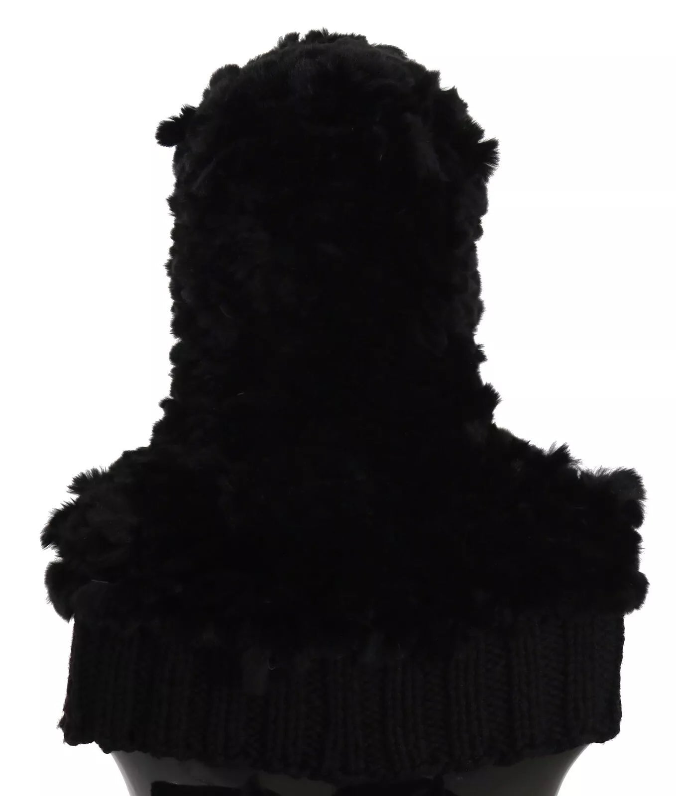 Dolce & Gabbana Black Silver Fox Fur Cashmere Hooded Scarf | Regal Royce