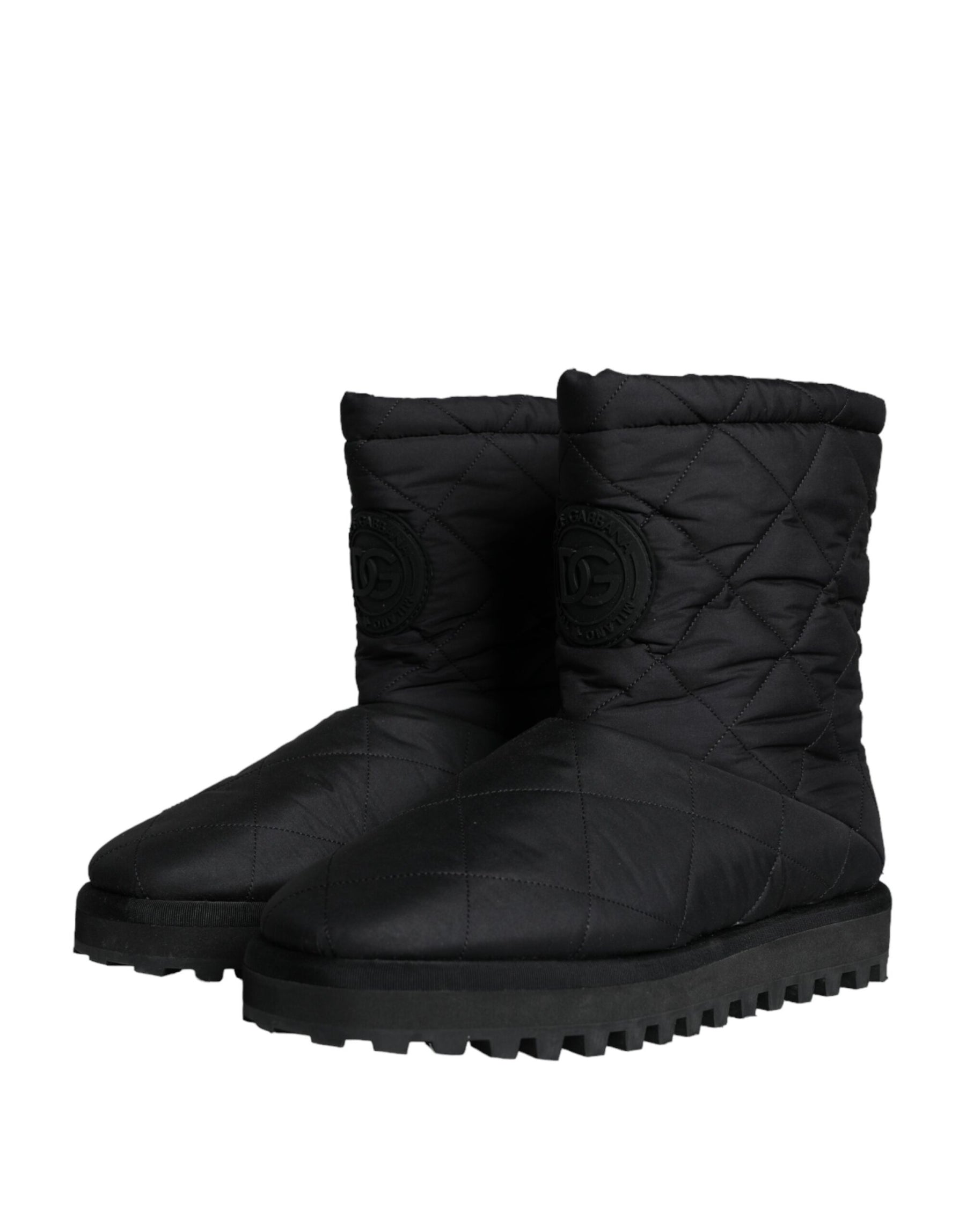 Dolce & Gabbana Black Nylon Padded Mid Calf Men Boots Shoes | Regal Royce