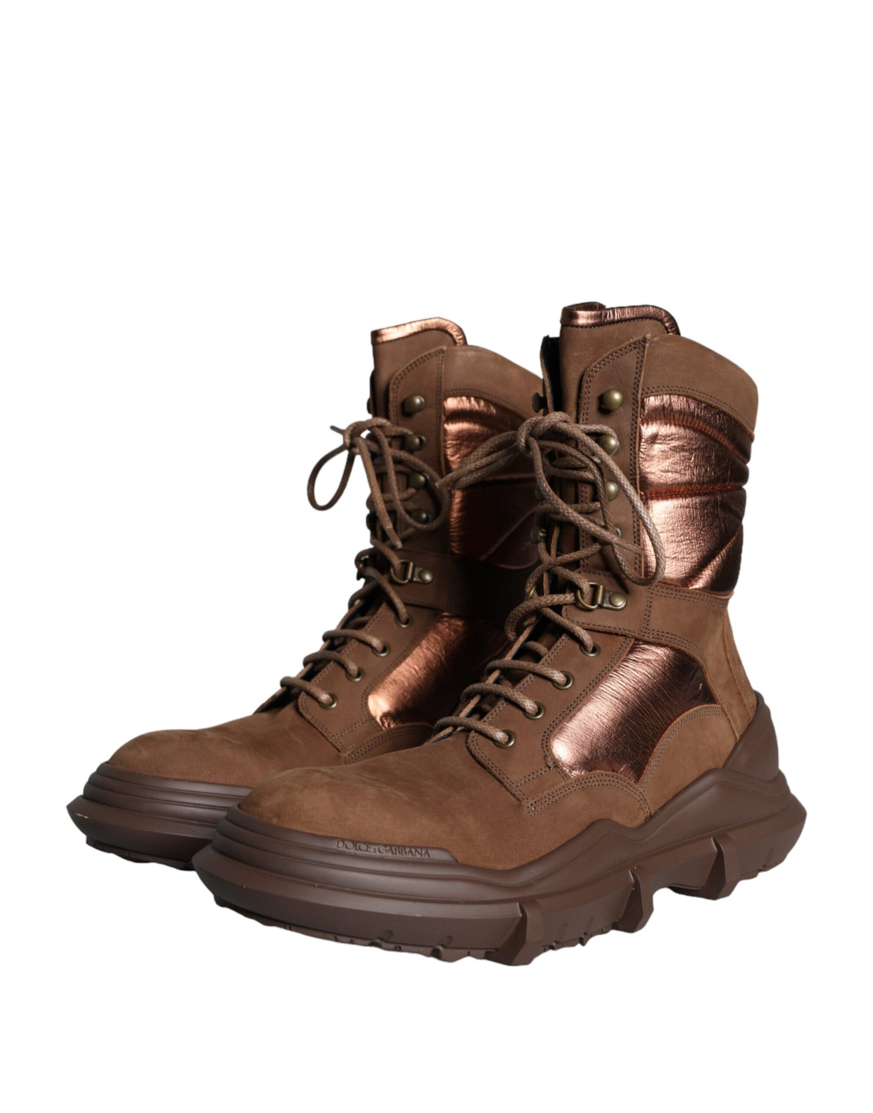 Dolce & Gabbana Brown Suede Leather Military Combat Men Boots Shoes | Regal Royce