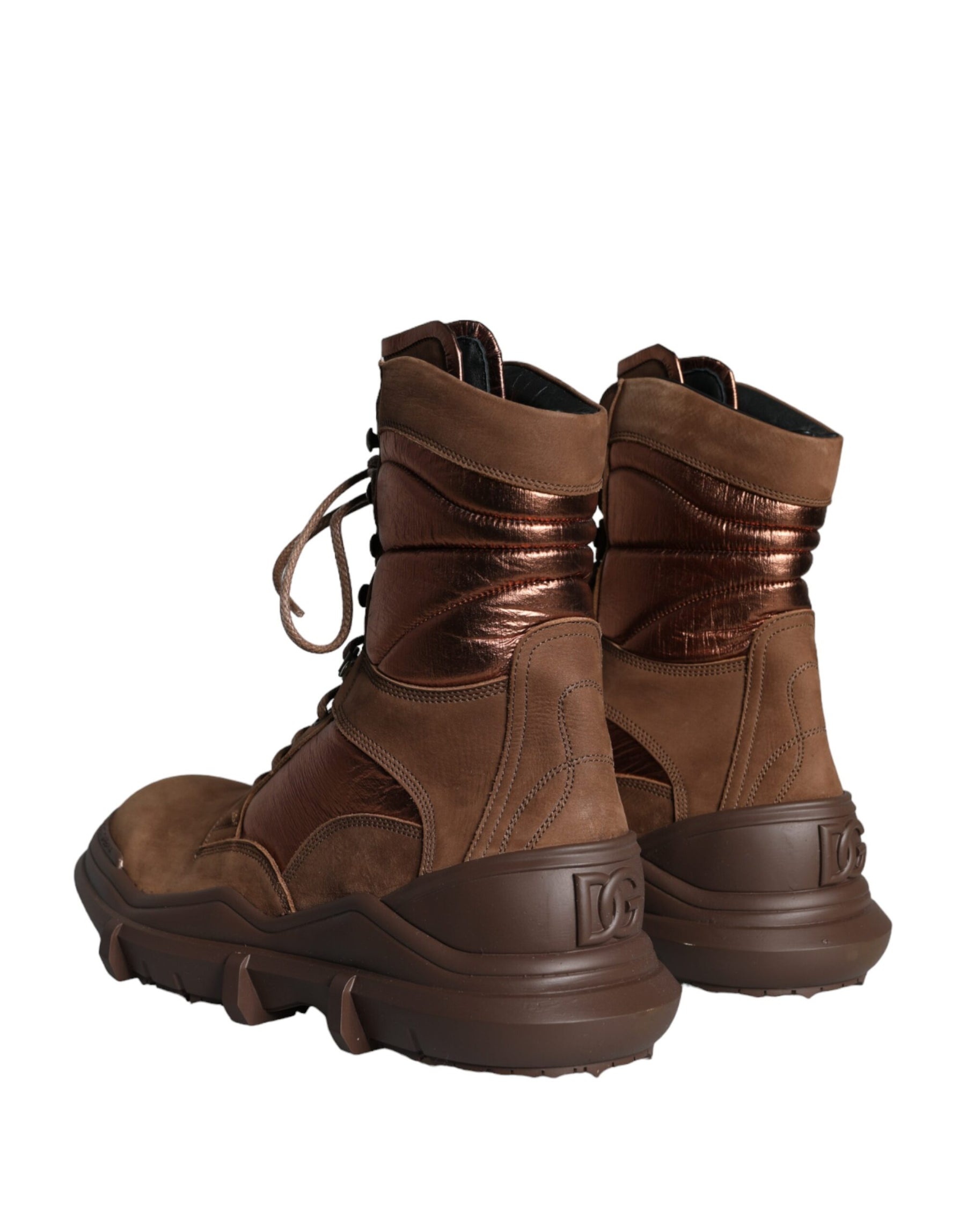 Dolce & Gabbana Brown Suede Leather Military Combat Men Boots Shoes | Regal Royce