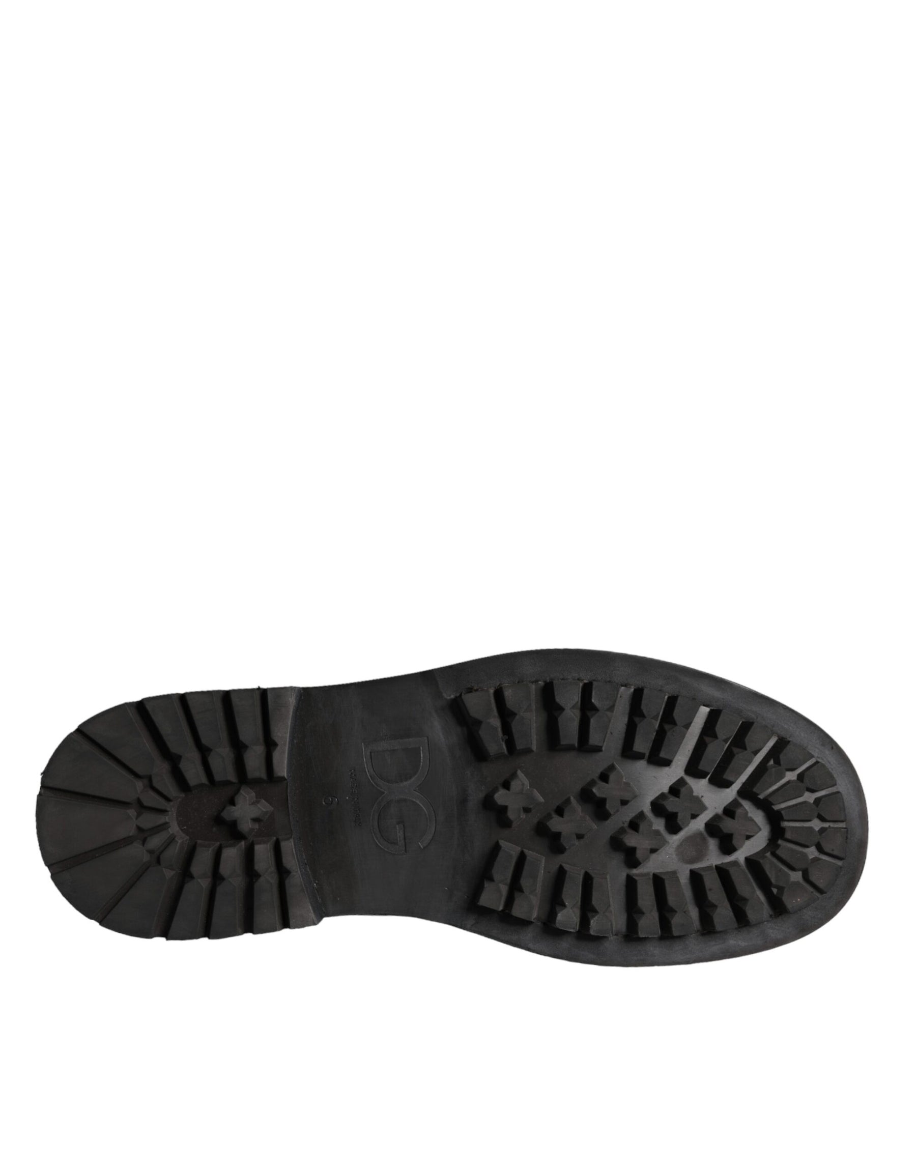 Dolce & Gabbana Black Lace Up Mid Calf Boots Men Shoes | Regal Royce