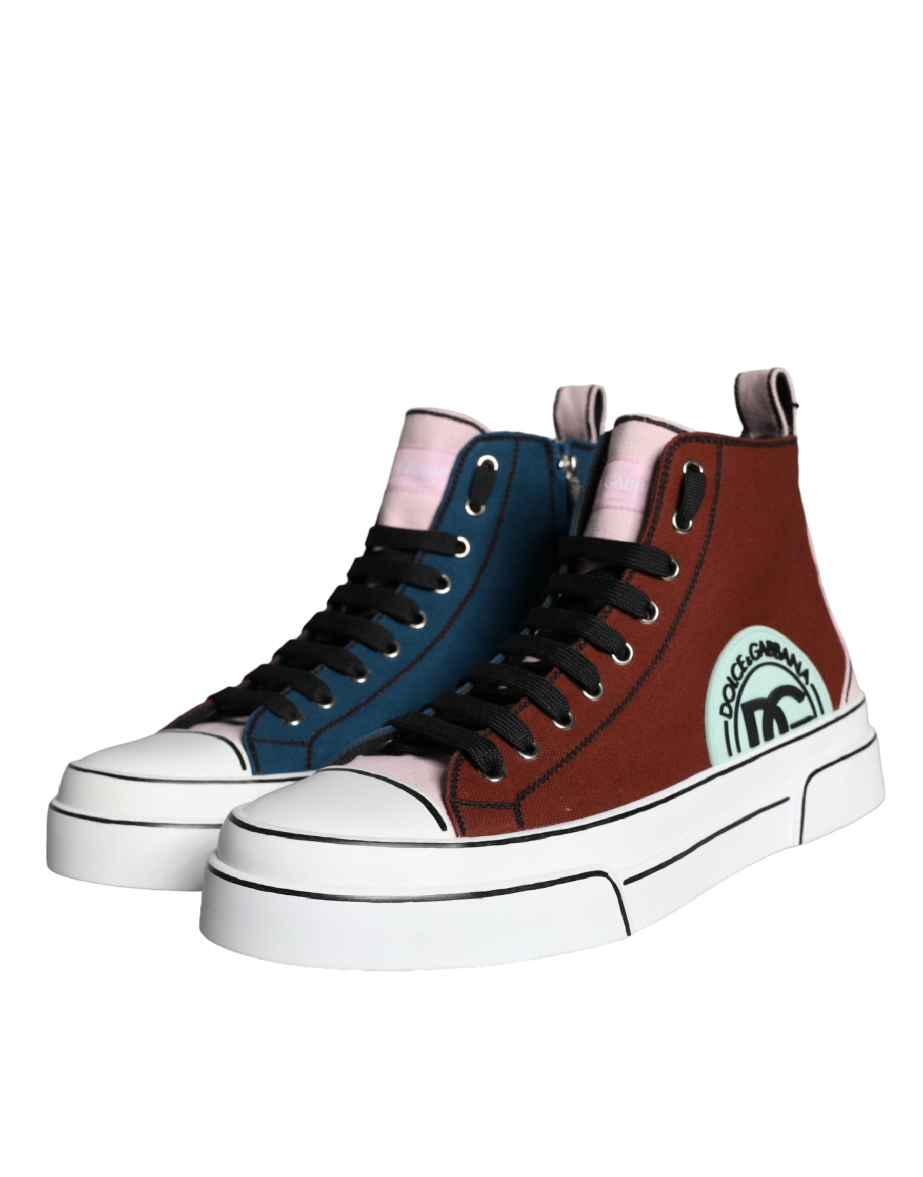 Dolce & Gabbana Multicolor Patchwork High Top Sneaker Shoes | Regal Royce