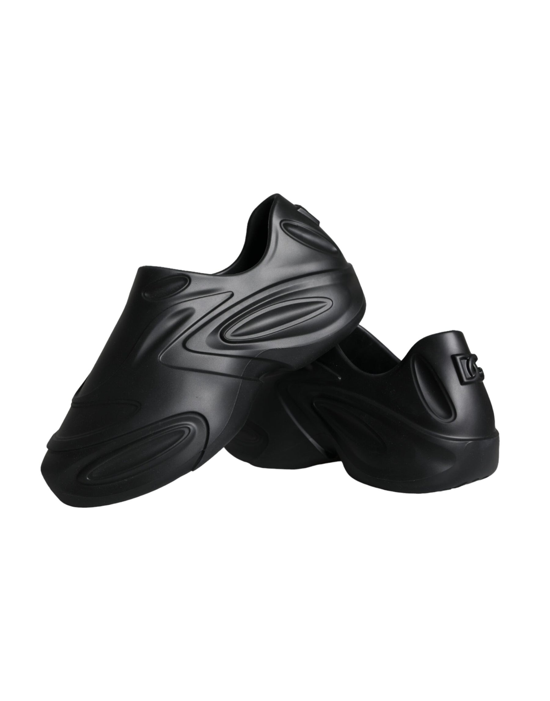 Dolce & Gabbana Black Foiled Rubber Toy Low Top Sneakers Shoes | Regal Royce
