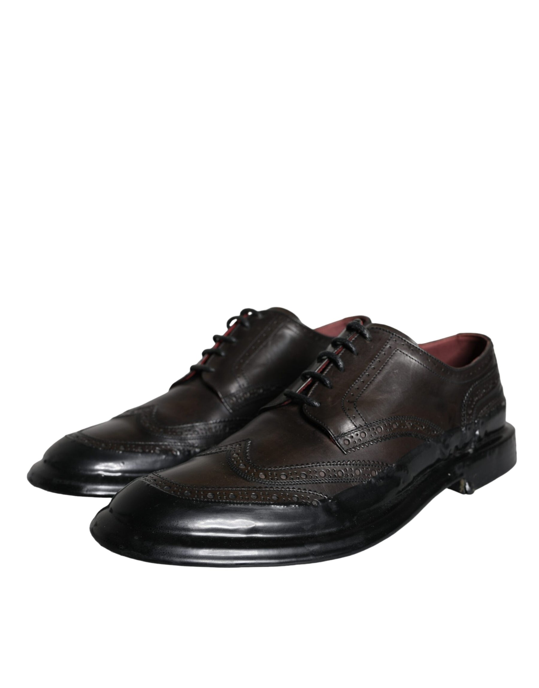 Dolce & Gabbana Black Leather Oxford Wingtip Formal Men Shoes | Regal Royce