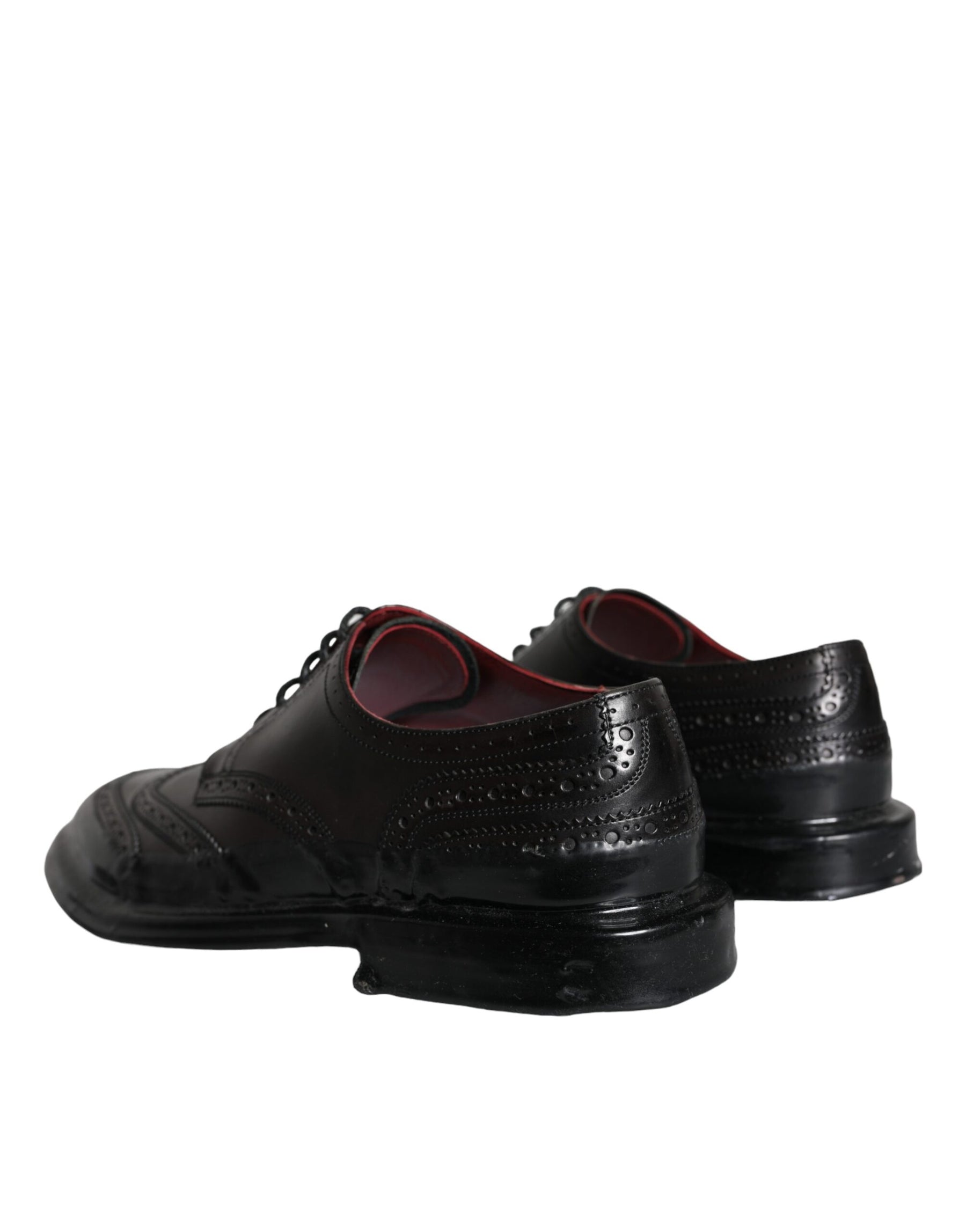 Dolce & Gabbana Black Leather Oxford Wingtip Formal Men Shoes | Regal Royce