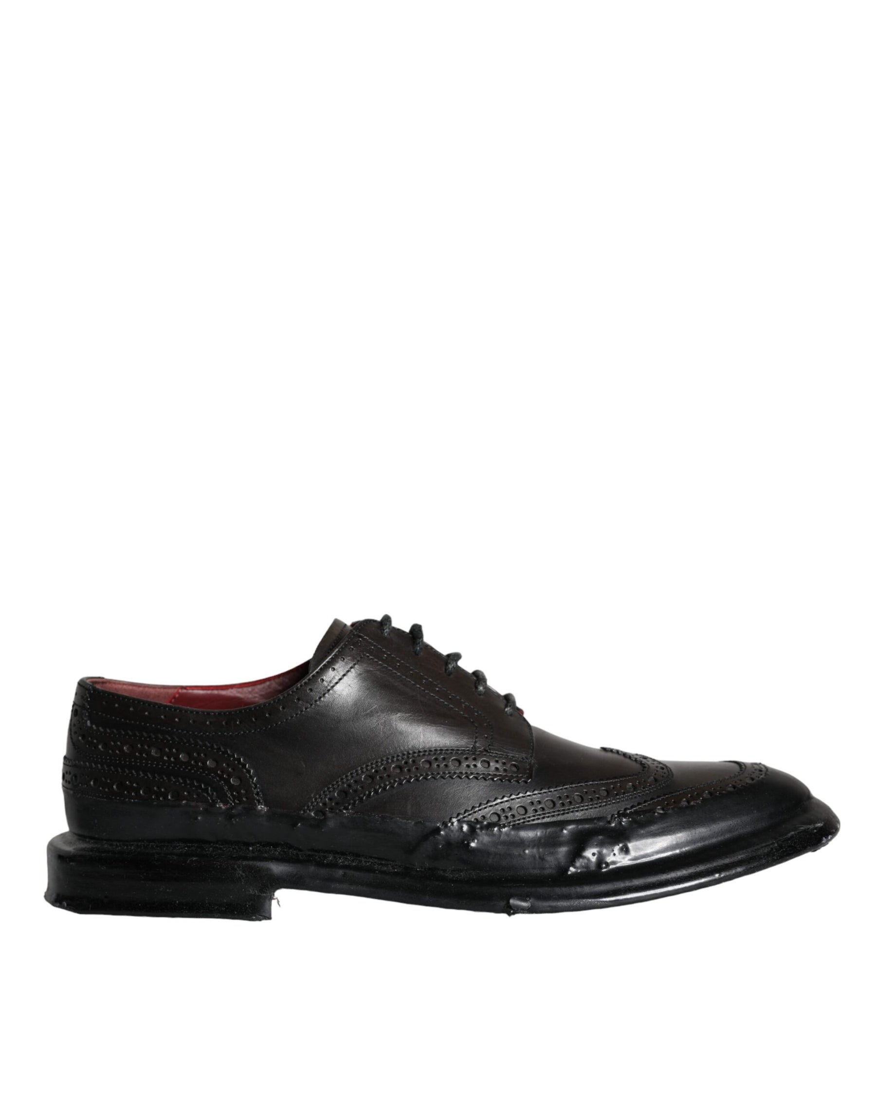 Dolce & Gabbana Black Leather Oxford Wingtip Formal Men Shoes | Regal Royce