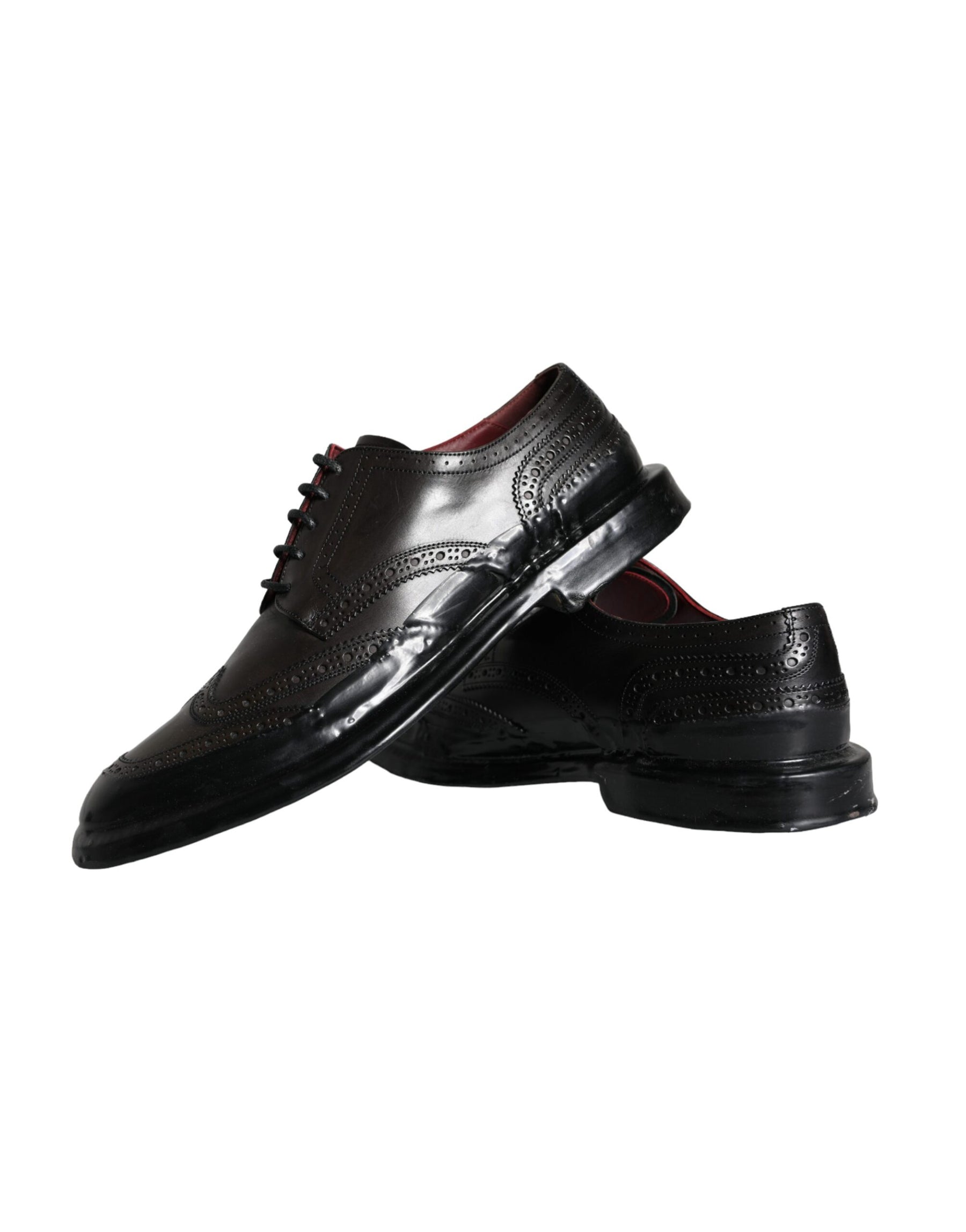Dolce & Gabbana Black Leather Oxford Wingtip Formal Men Shoes | Regal Royce