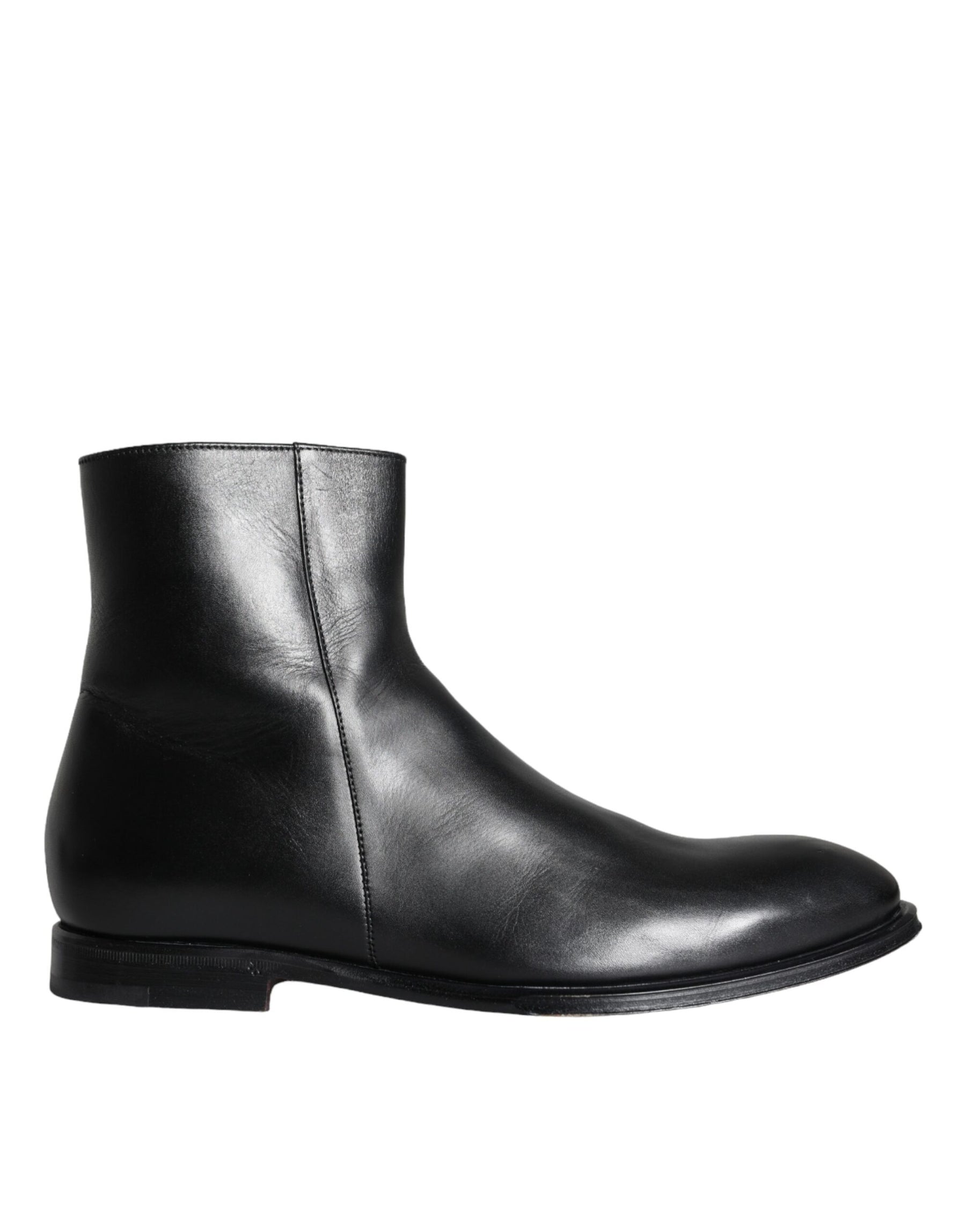 Dolce & Gabbana Black Calf Leather Men Ankle Boots Men Shoes | Regal Royce