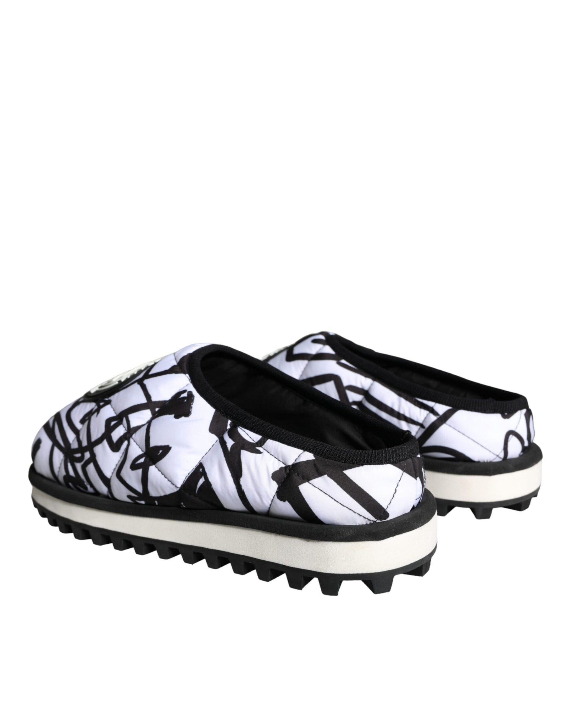Dolce & Gabbana Black White Quilted Logo Sandals Slides Shoes | Regal Royce